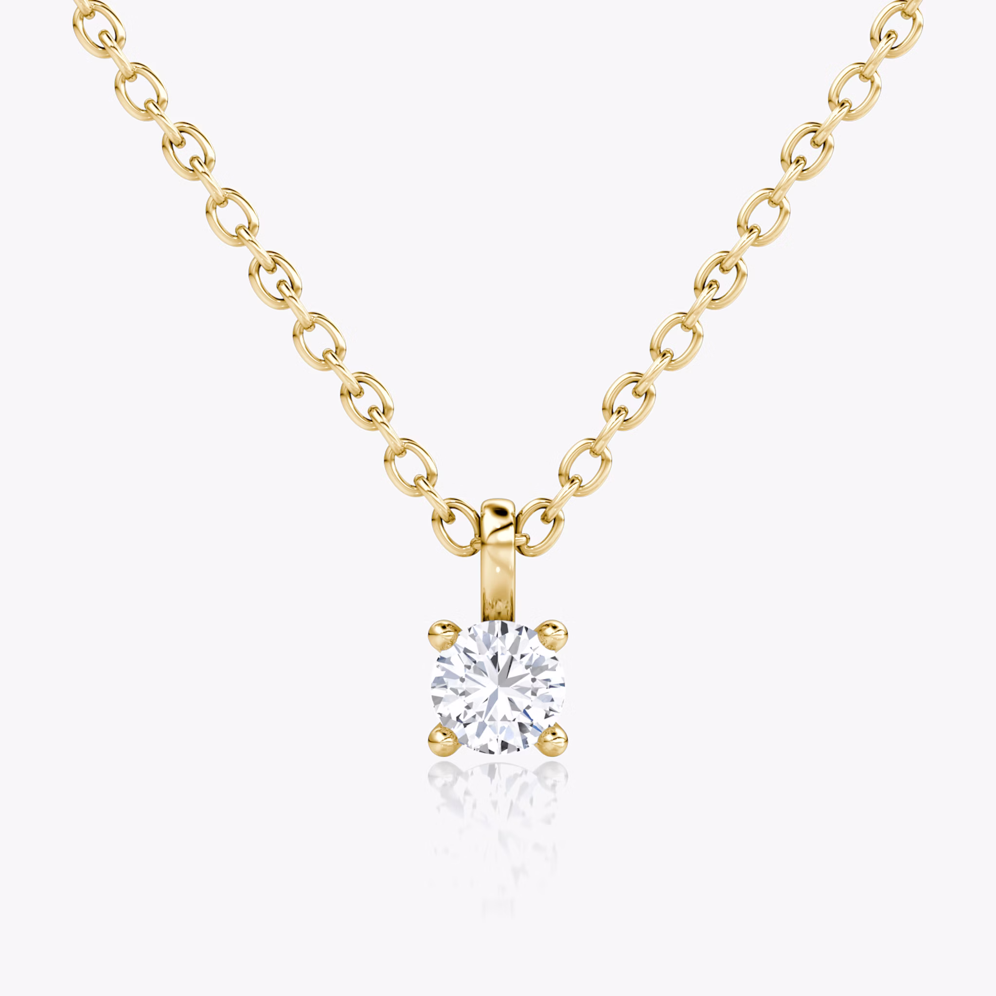 Petite Solitaire Pendant | Round Brilliant | 14k | Yellow Gold | chainLength: 16-18