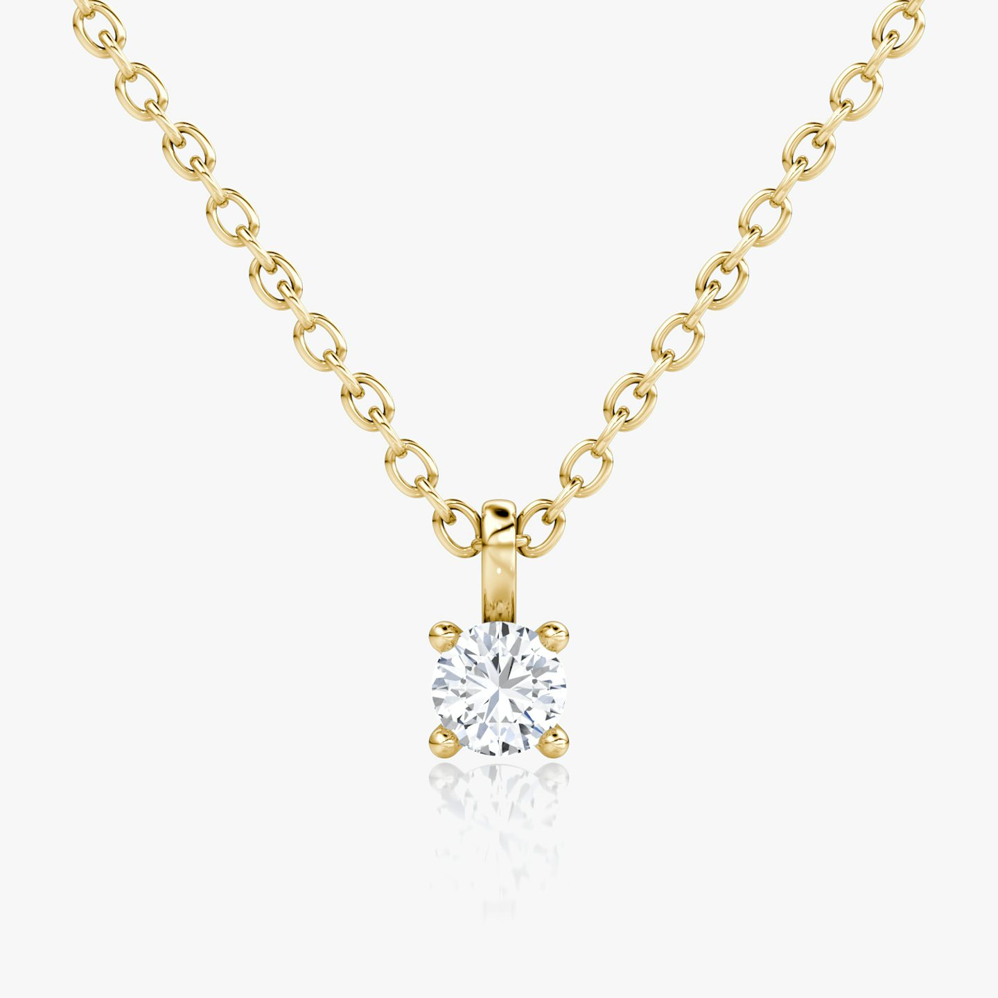 Petite Solitaire Pendant | Round Brilliant | 14k | Yellow Gold | chainLength: 16-18