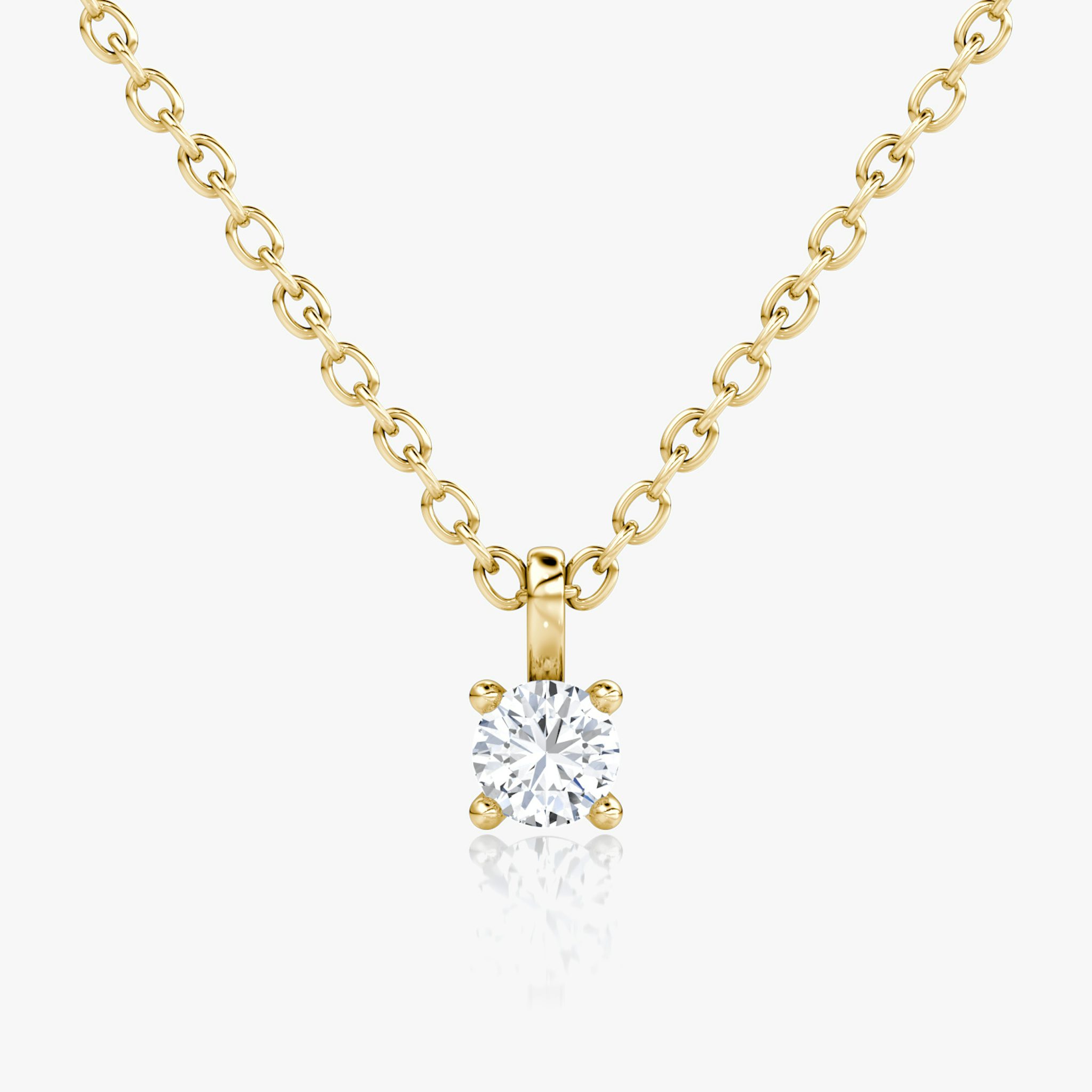 Petite Solitaire Pendant | Round Brilliant | 14k | Yellow Gold | chainLength: 16-18