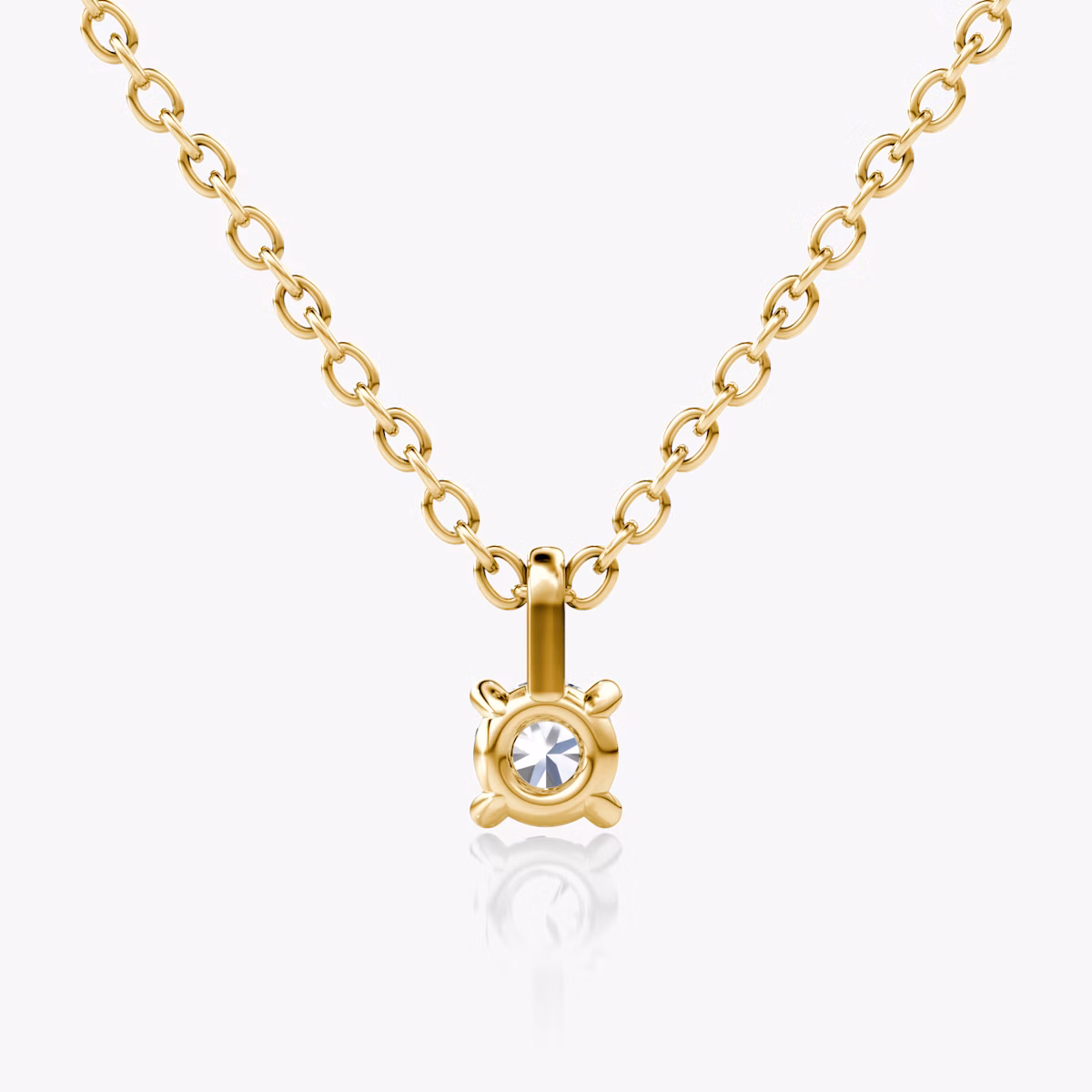 Petite Solitaire Pendant | Round Brilliant | 14k | Yellow Gold | chainLength: 16-18