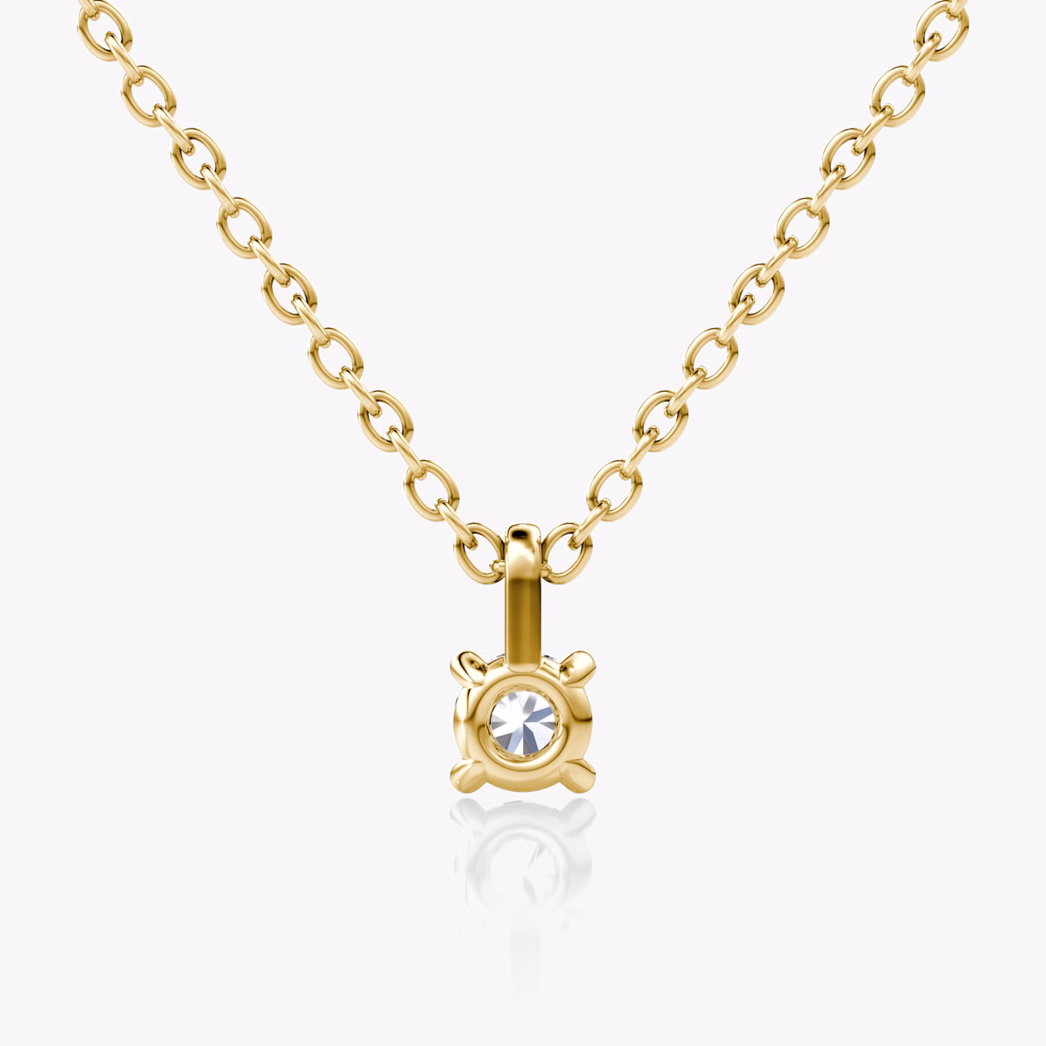 Petite Solitaire Pendant | Round Brilliant | 14k | Yellow Gold | chainLength: 16-18