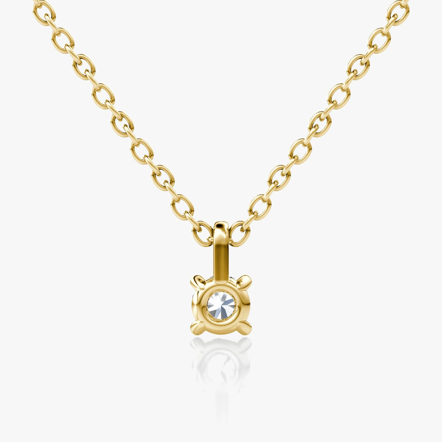 Petite Solitaire Pendant | Round Brilliant | 14k | Yellow Gold | chainLength: 16-18