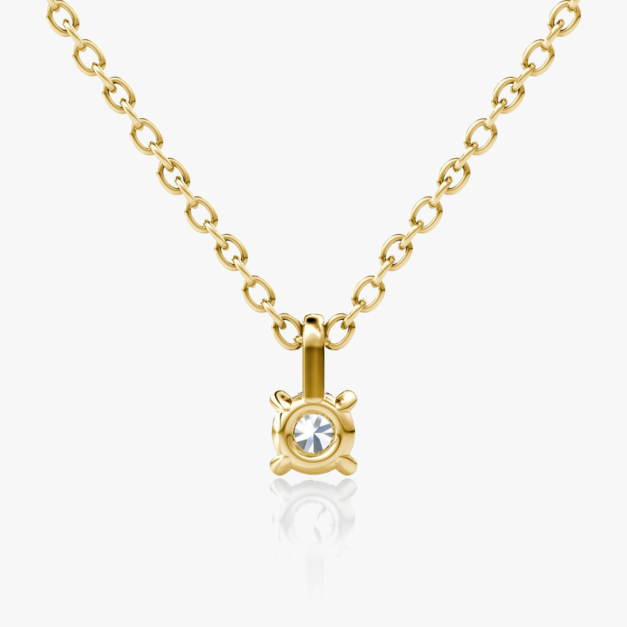 Petite Solitaire Pendant | Round Brilliant | 14k | Yellow Gold | chainLength: 16-18