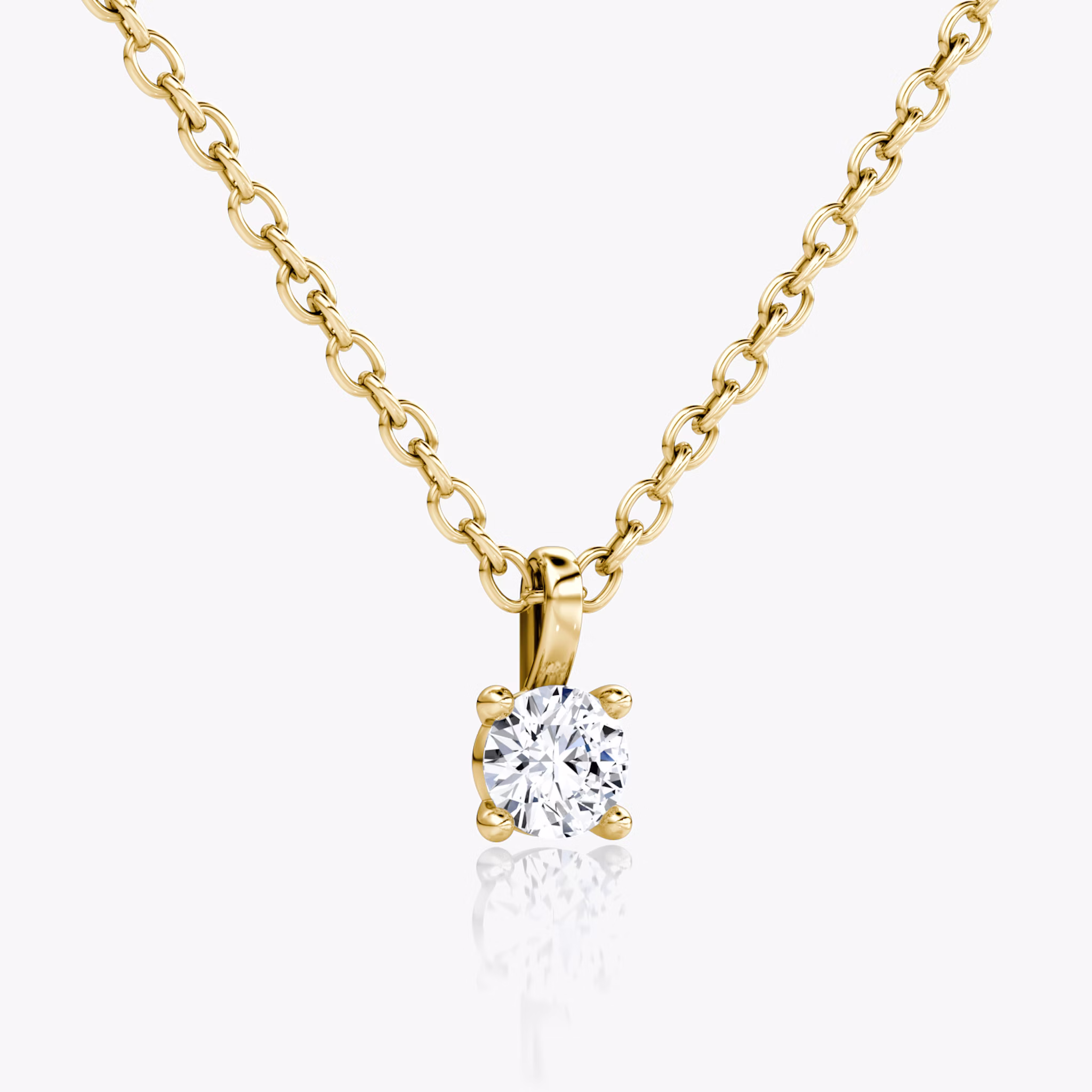 Petite Solitaire Pendant | Round Brilliant | 14k | Yellow Gold | chainLength: 16-18