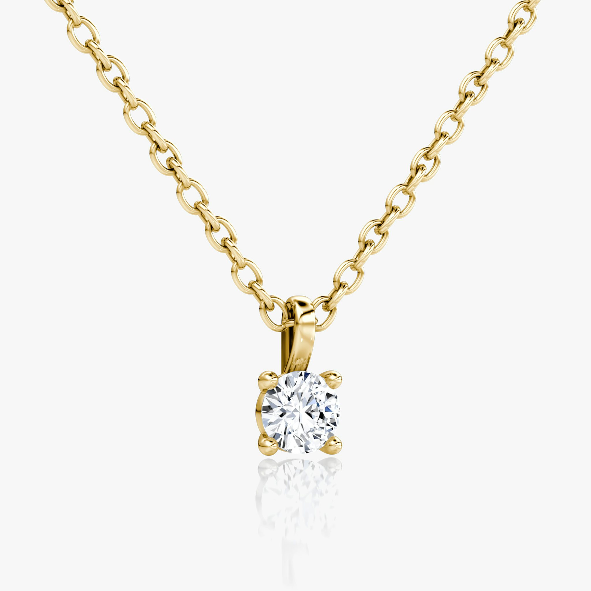 Petite Solitaire Pendant | Round Brilliant | 14k | Yellow Gold | chainLength: 16-18