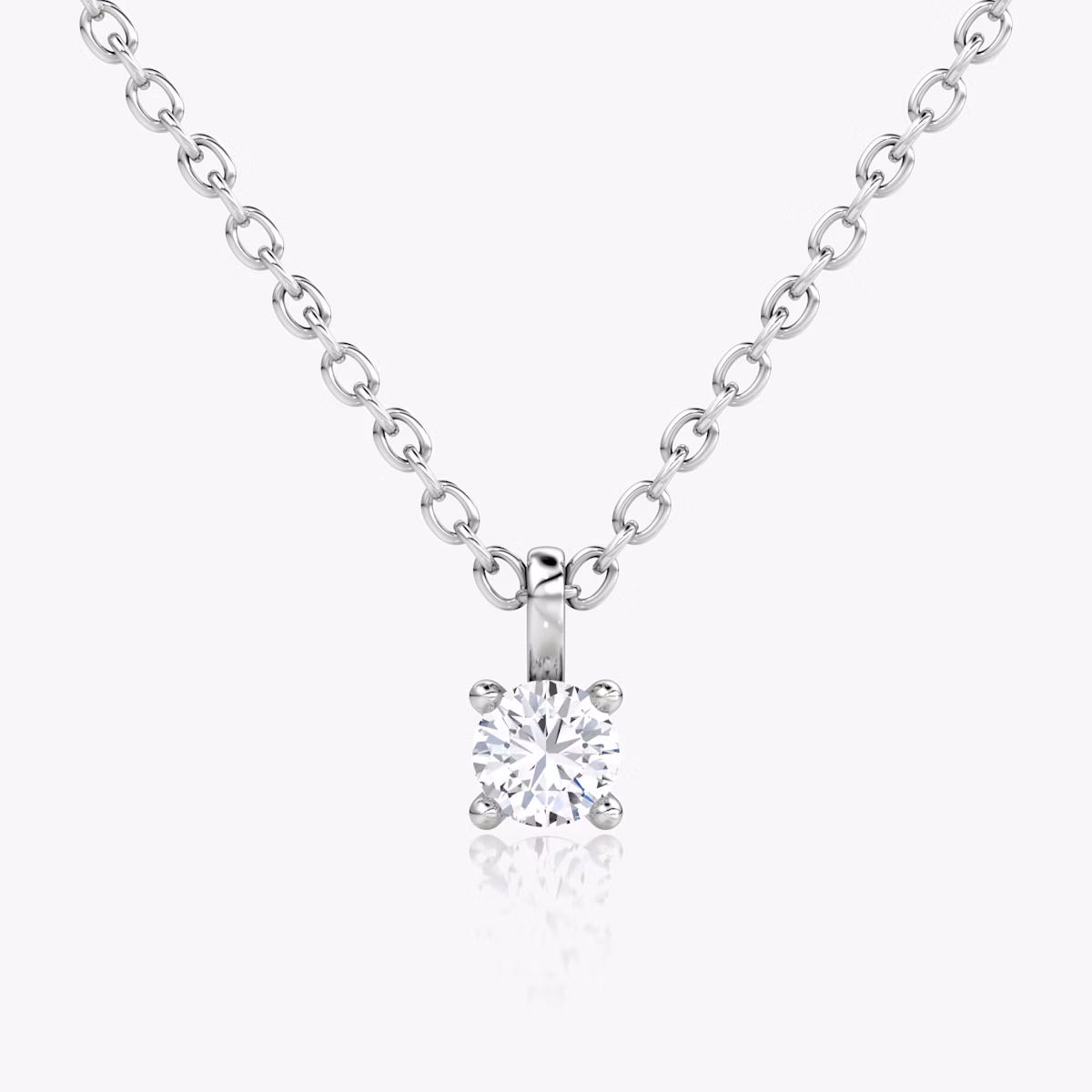 Petite Solitaire Pendant | Round Brilliant | 14k | White Gold | chainLength: 16-18