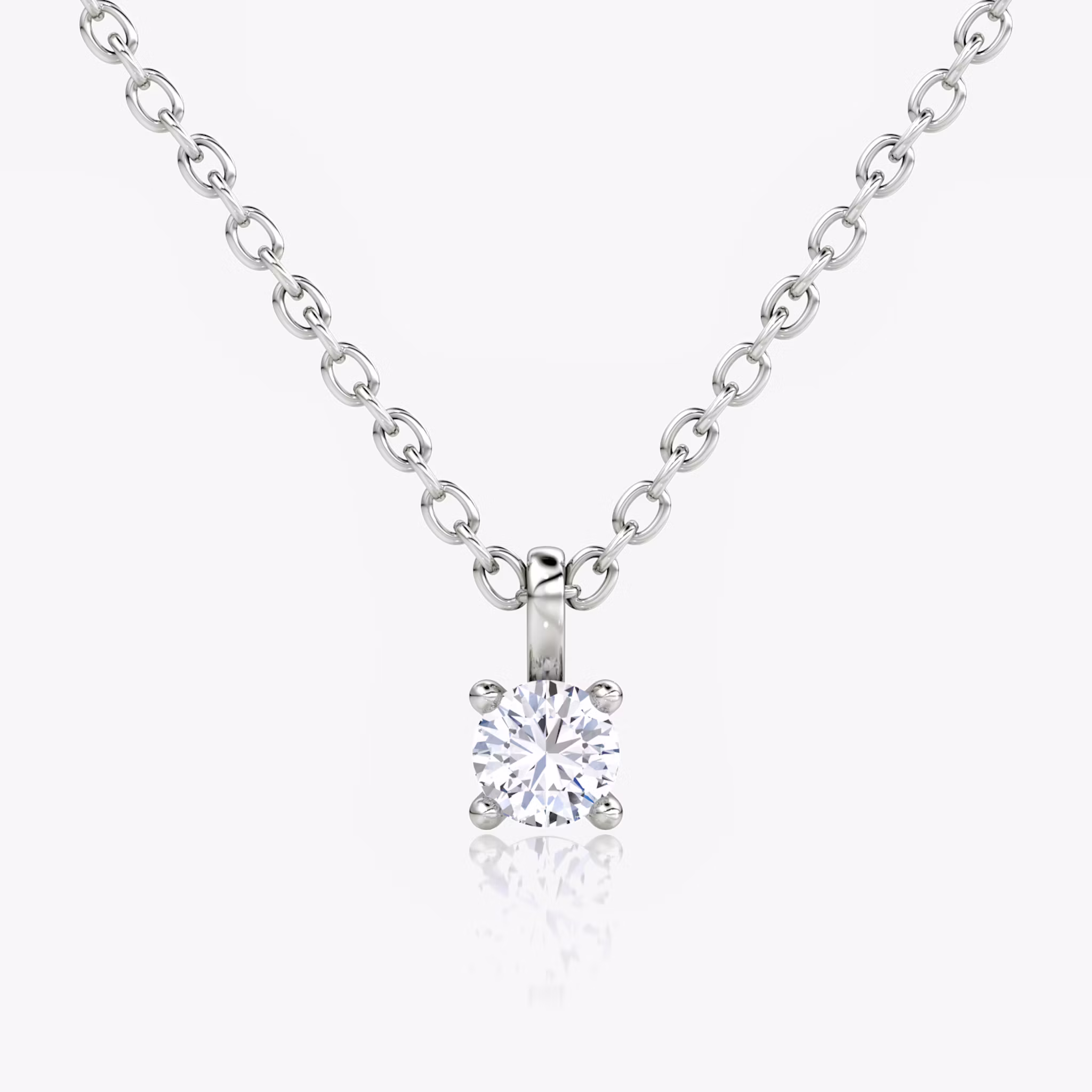 Petite Solitaire Pendant Round Brilliant | White Gold