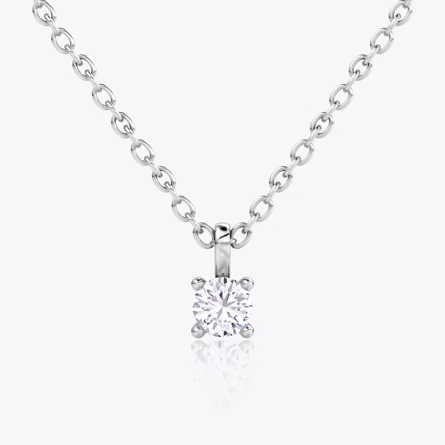 Petite Solitaire Pendant | Round Brilliant | 14k | White Gold | chainLength: 16-18