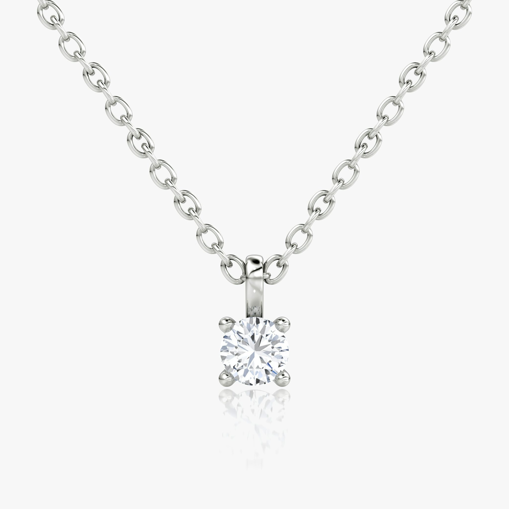 Petite Solitaire Pendant | Round Brilliant | 14k | White Gold | chainLength: 16-18