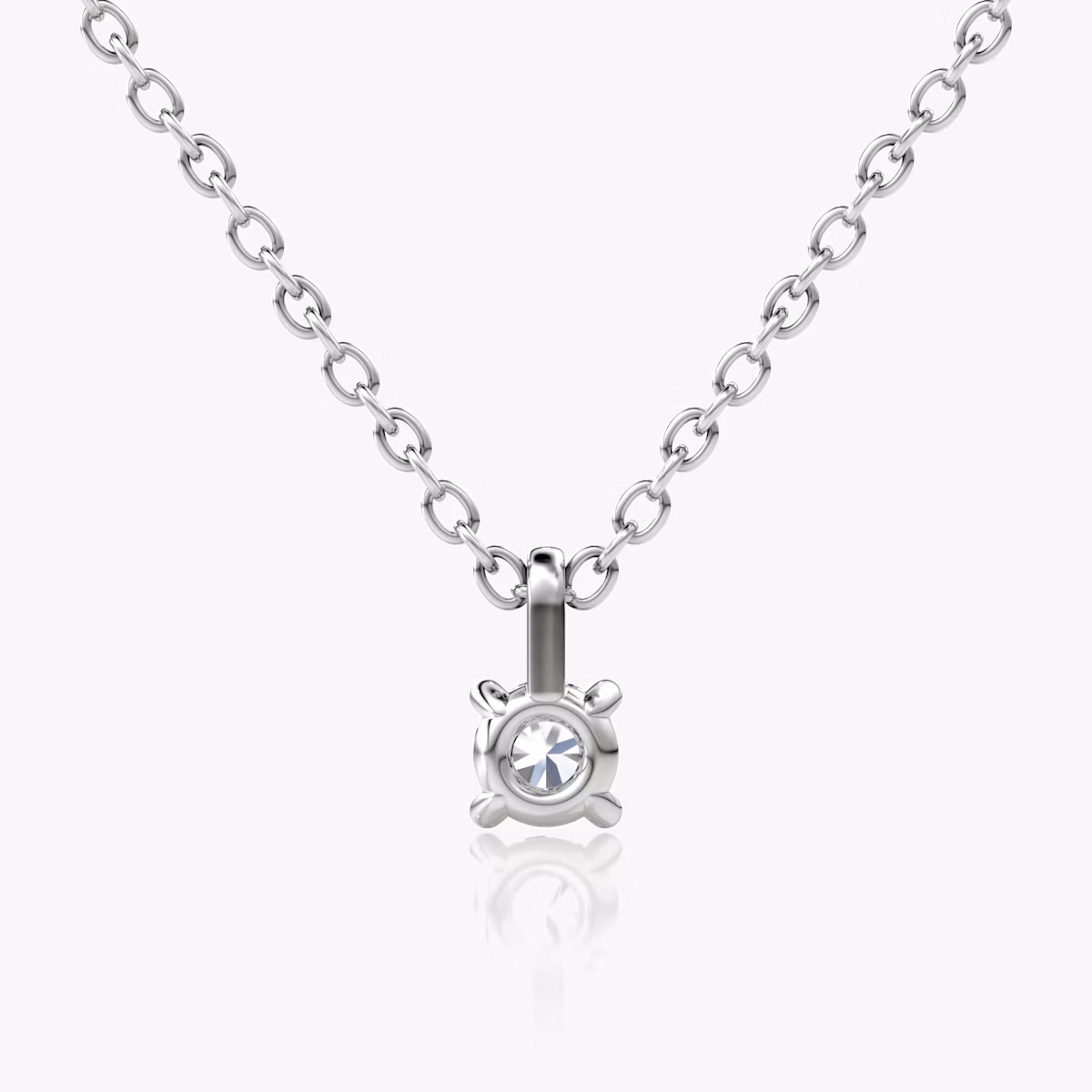 Petite Solitaire Pendant | Round Brilliant | 14k | White Gold | chainLength: 16-18