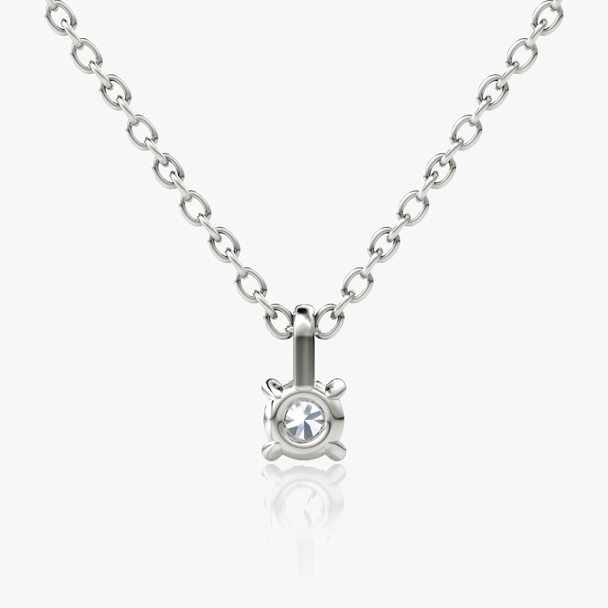 Petite Solitaire Pendant | Round Brilliant | 14k | White Gold | chainLength: 16-18