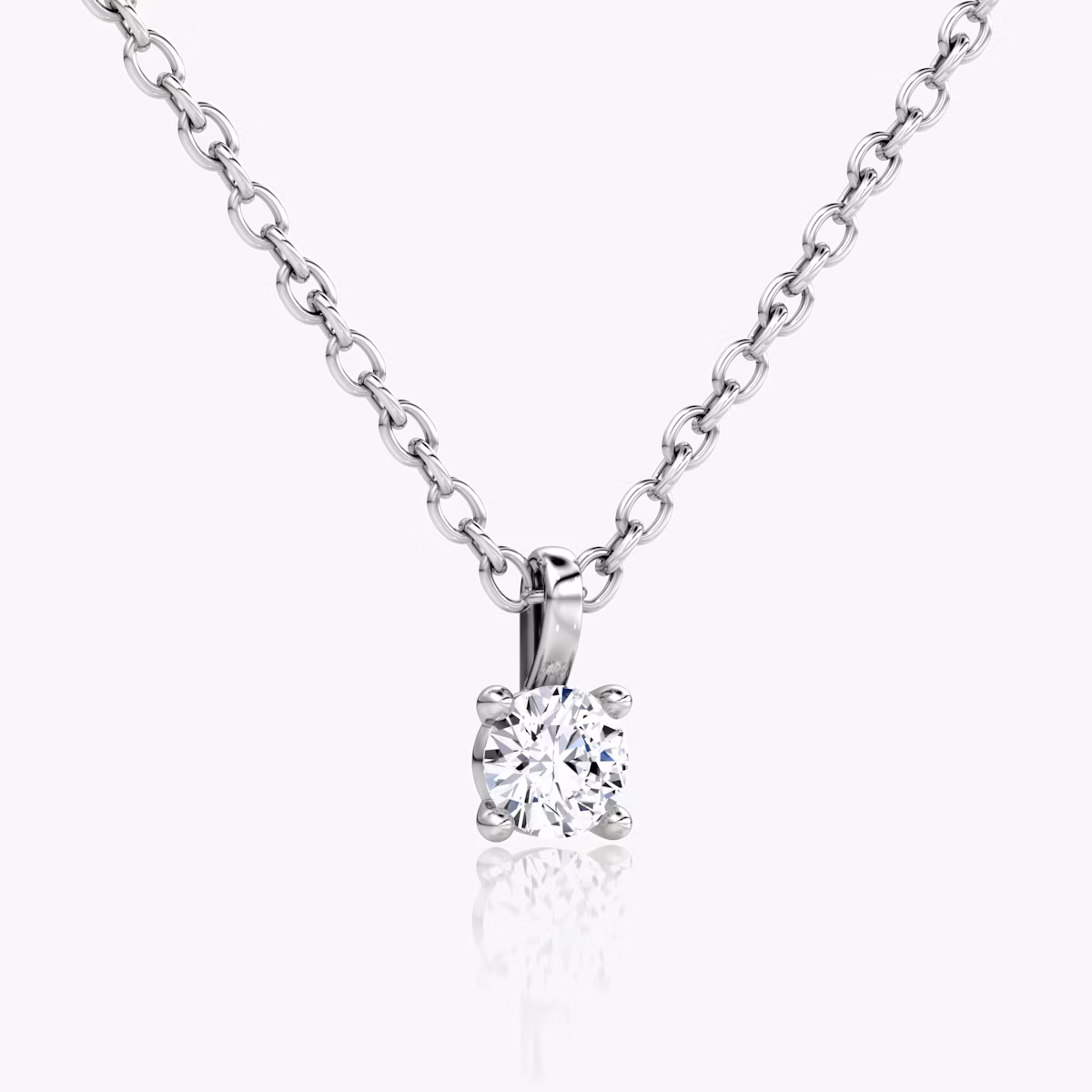 Petite Solitaire Pendant | Round Brilliant | 14k | White Gold | chainLength: 16-18