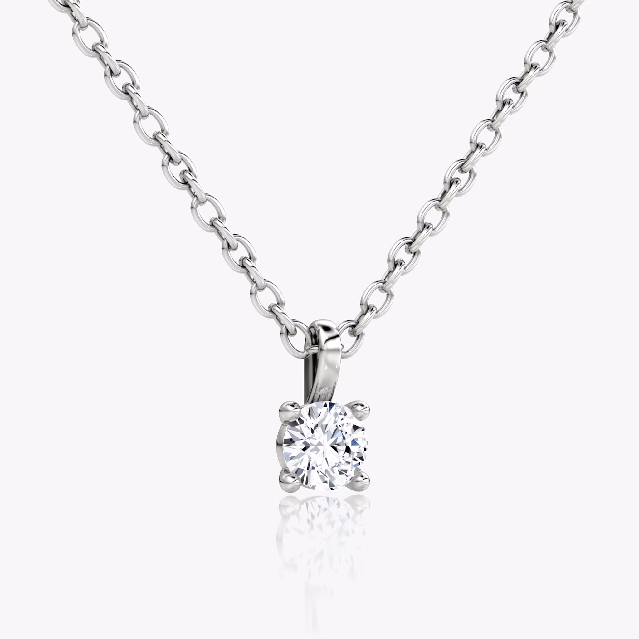 Petite Solitaire Pendant | Round Brilliant | 14k | White Gold | chainLength: 16-18
