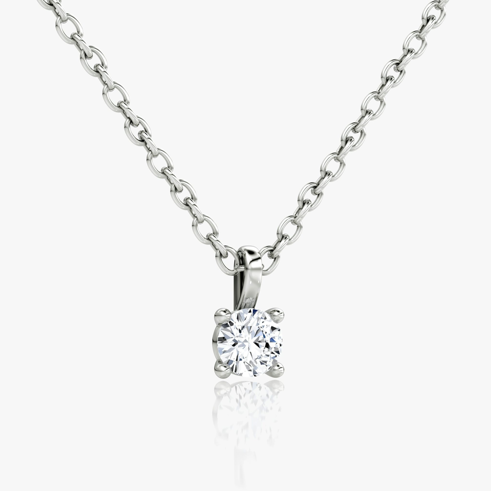 Petite Solitaire Pendant | Round Brilliant | 14k | White Gold | chainLength: 16-18
