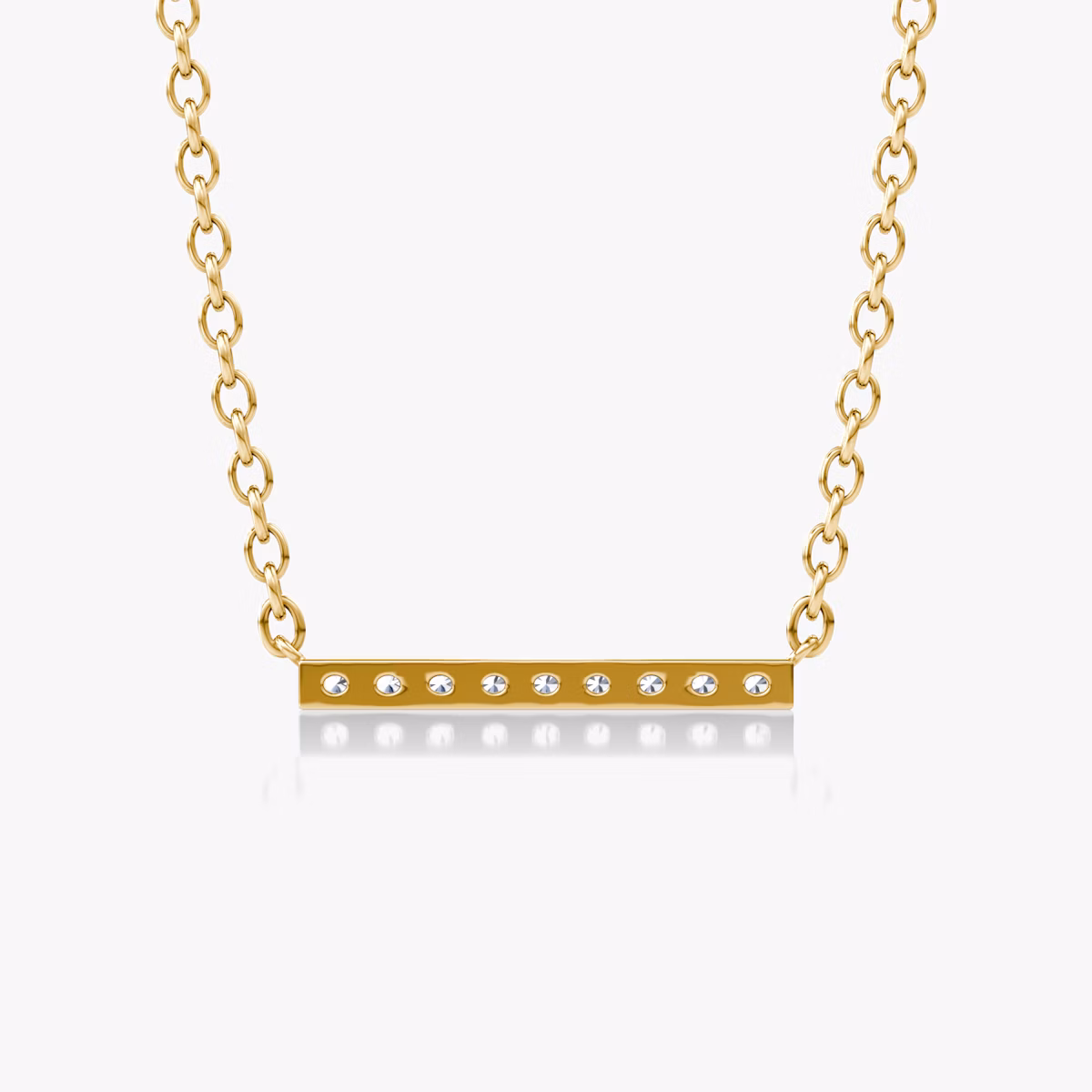 Petite Pavé Bar Halskette | Rund | 14k | Gelbgold | chainLength: 16-18