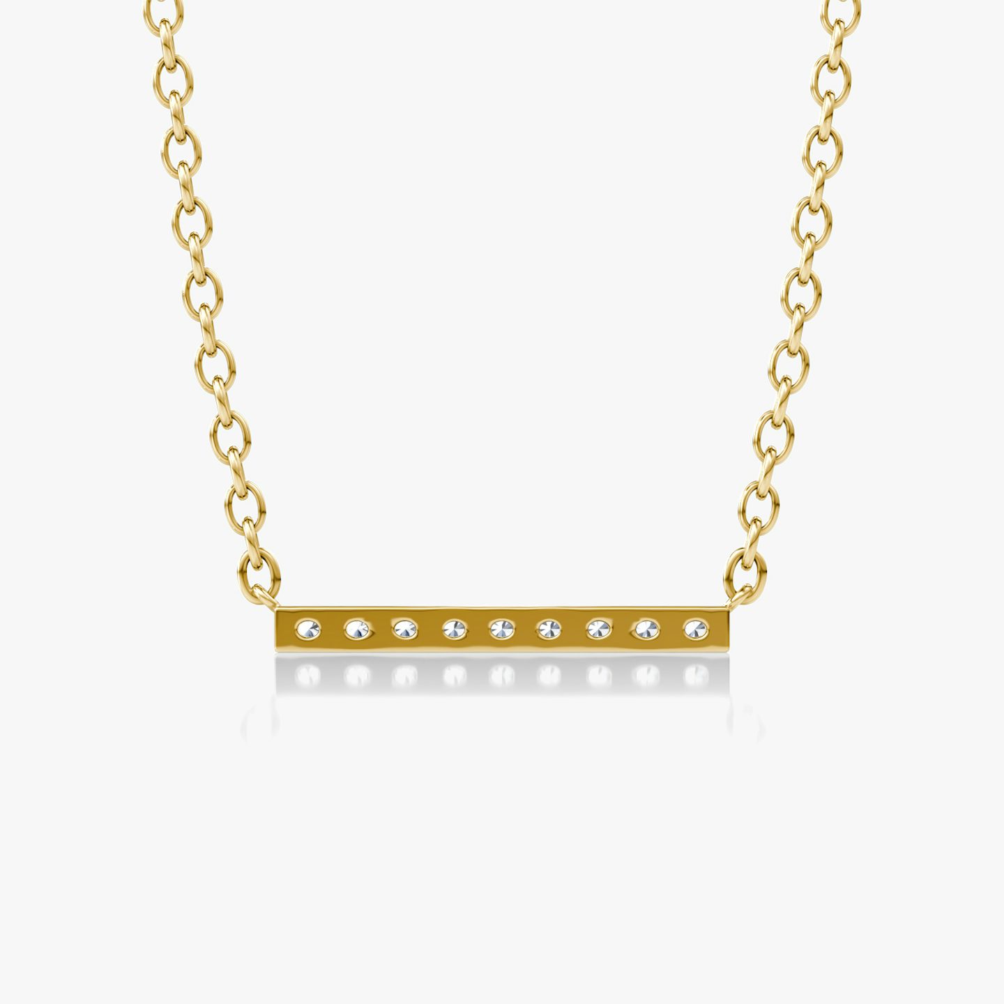Petite Pavé Bar Halskette | Rund | 14k | Gelbgold | chainLength: 16-18