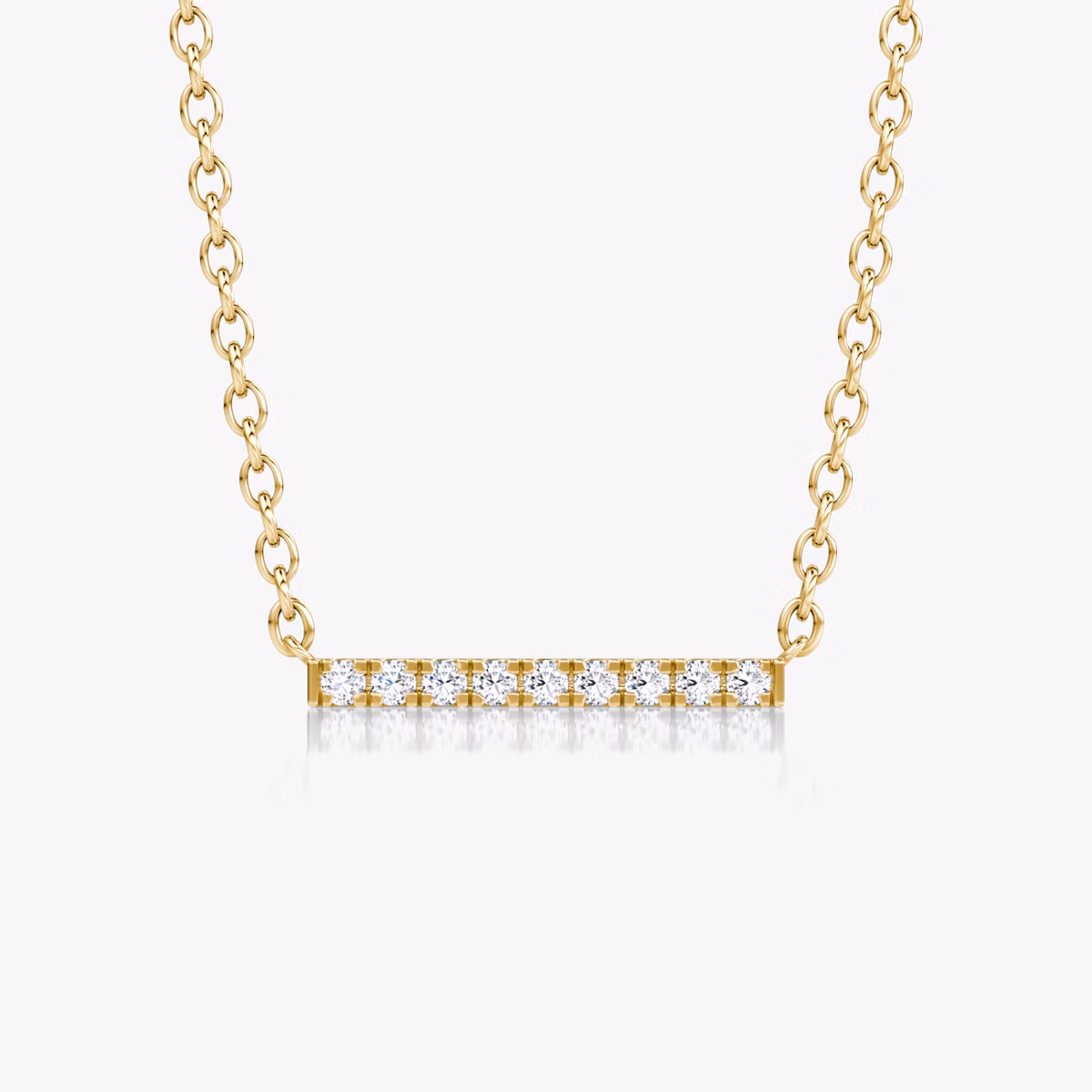 Petite Pavé Bar Halskette | Rund | 14k | Gelbgold | chainLength: 16-18