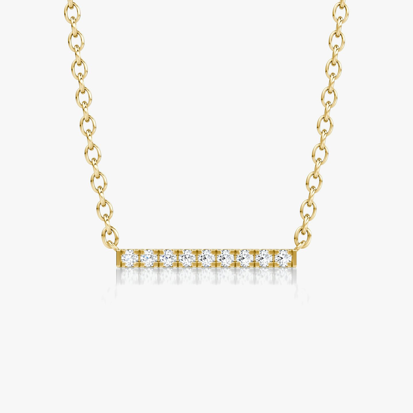 Petite Pavé Bar Halskette | Rund | 14k | Gelbgold | chainLength: 16-18