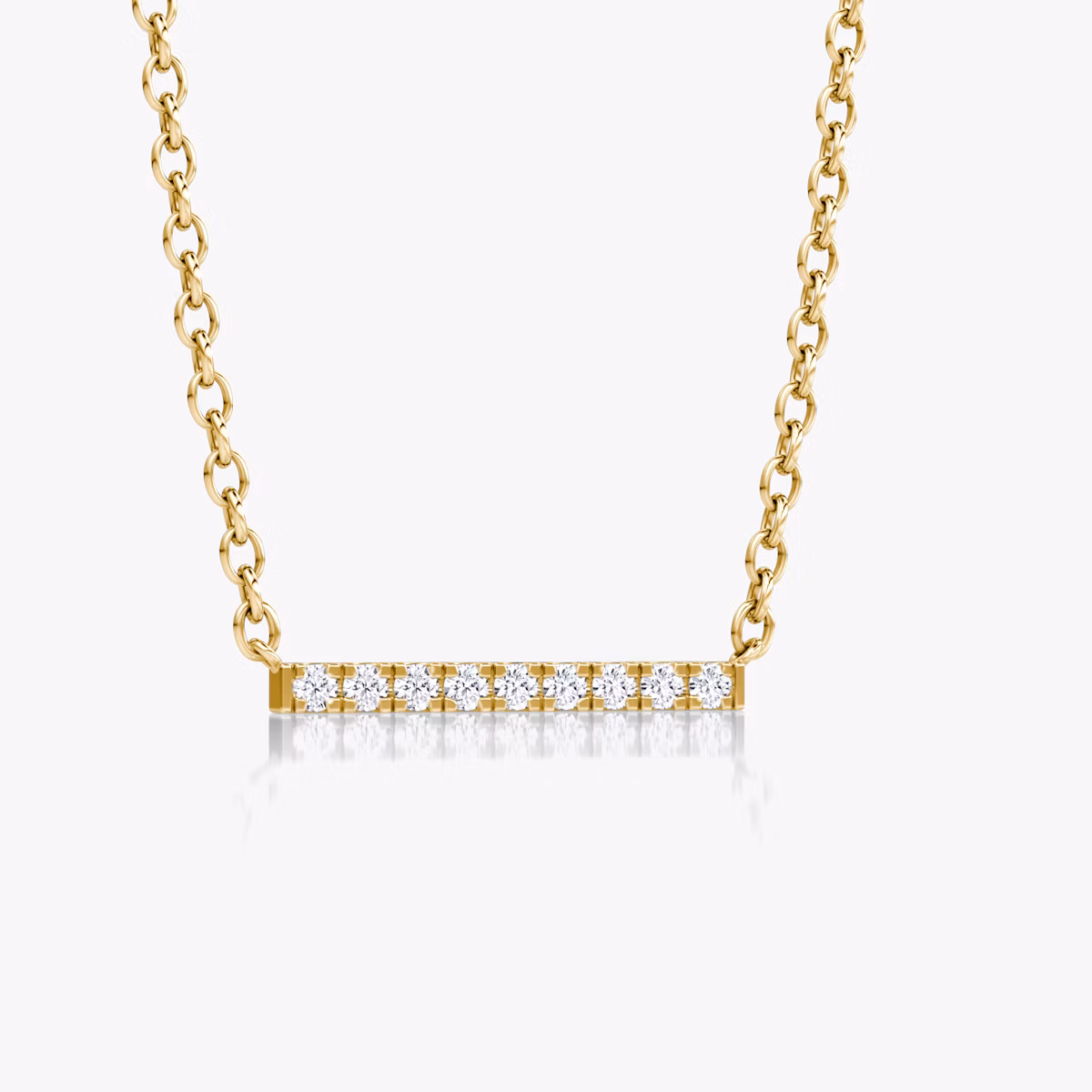Petite Pavé Bar Halskette | Rund | 14k | Gelbgold | chainLength: 16-18