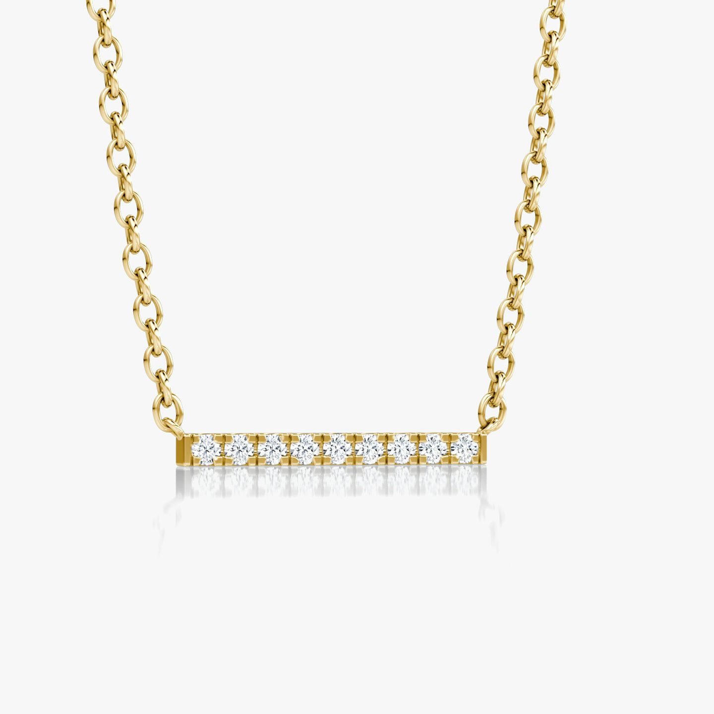 Petite Pavé Bar Halskette | Rund | 14k | Gelbgold | chainLength: 16-18