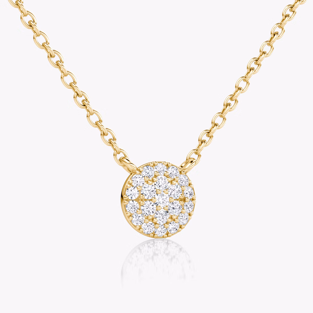 Pavé Necklace | 14k | Yellow Gold | paveCluster: pave-round | chainLength: 16-18