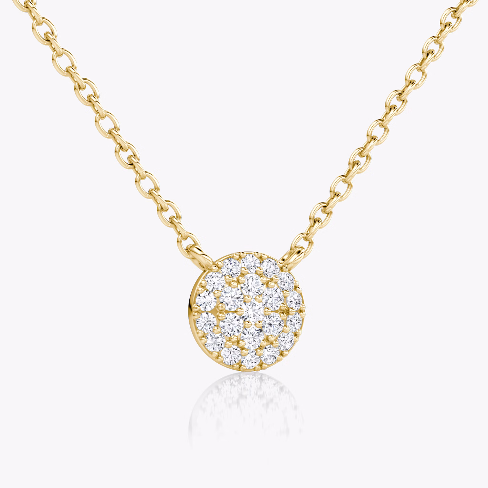 Pavé Necklace | 14k | Yellow Gold | paveCluster: pave-round | chainLength: 16-18