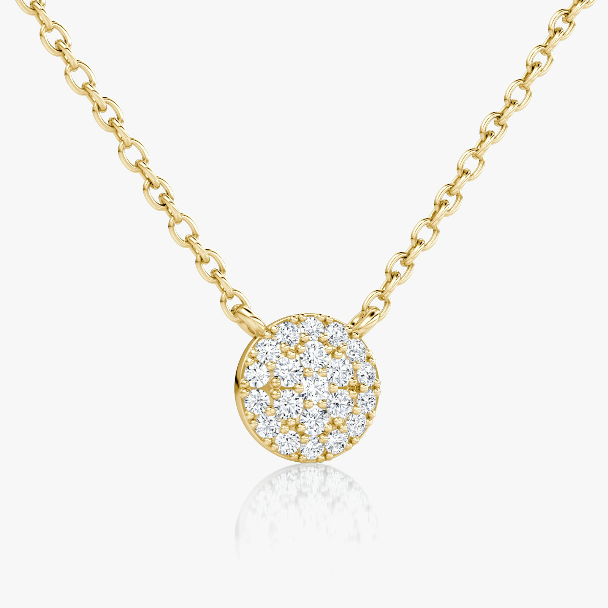 Pavé Necklace | 14k | Yellow Gold | paveCluster: pave-round | chainLength: 16-18