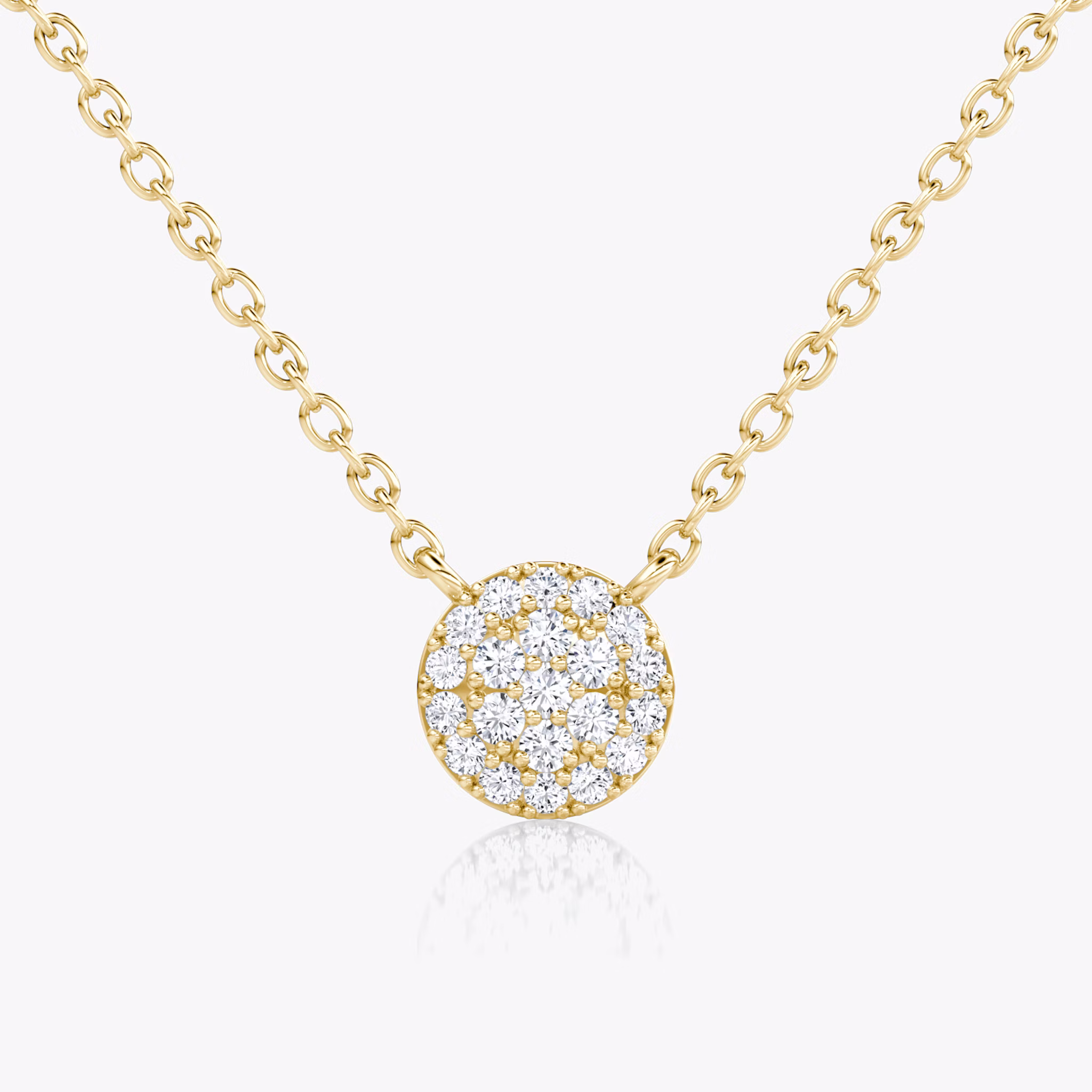 Pavé Necklace | 14k | Yellow Gold | paveCluster: pave-round | chainLength: 16-18