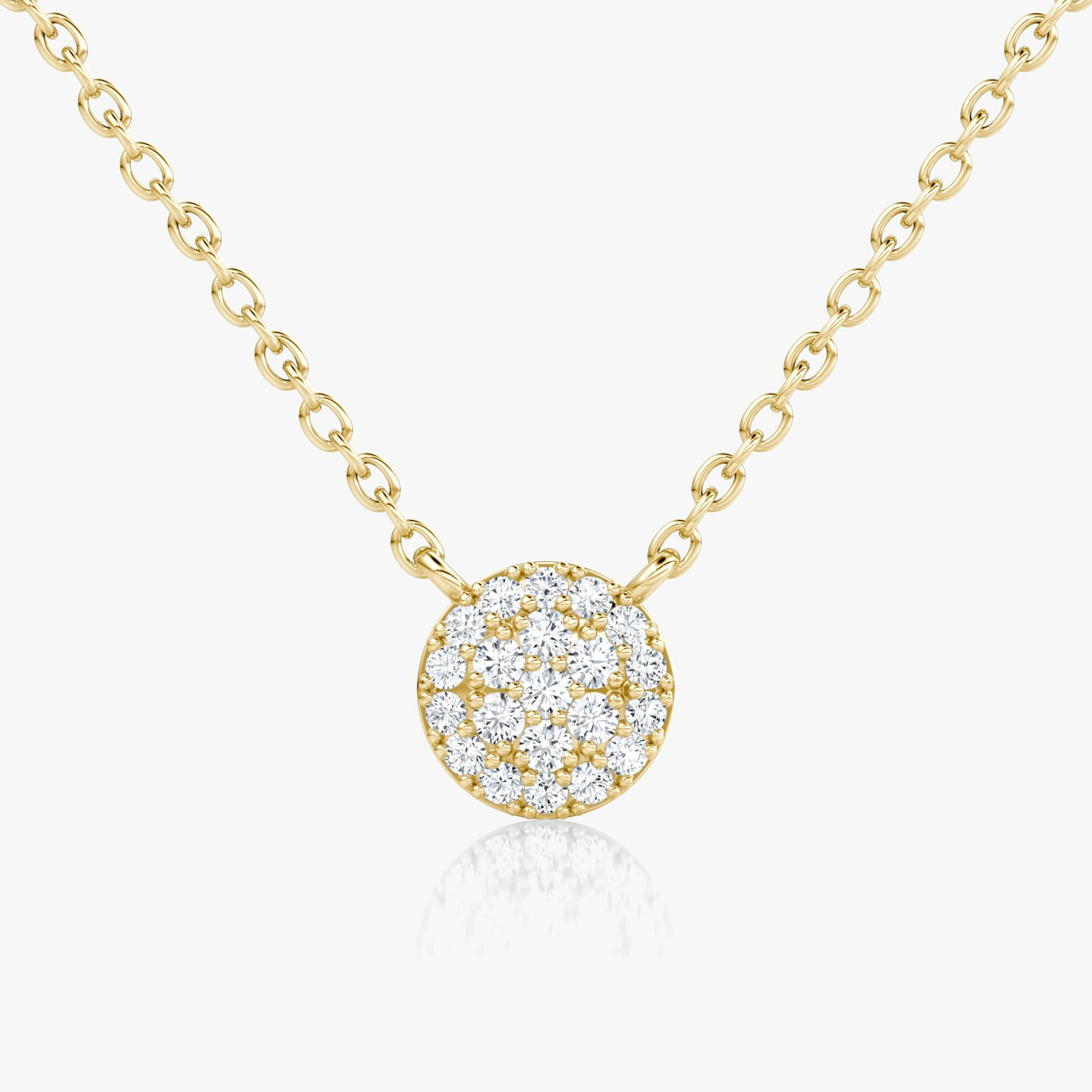 Pavé Necklace | 14k | Yellow Gold | paveCluster: pave-round | chainLength: 16-18