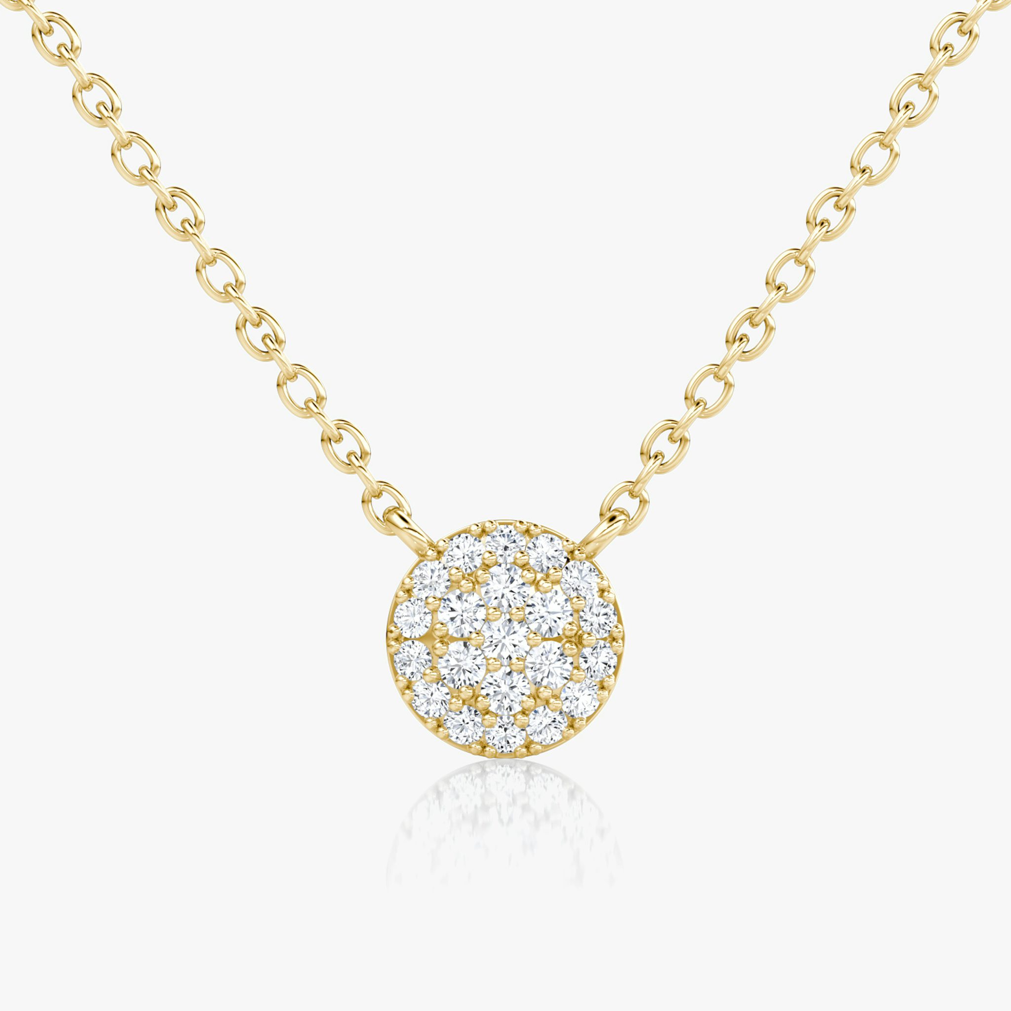 Pavé Necklace | 14k | Yellow Gold | paveCluster: pave-round | chainLength: 16-18