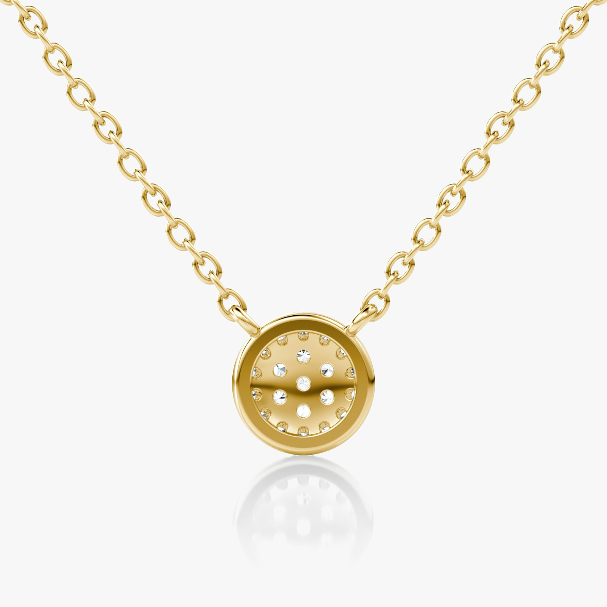 Pavé Necklace | 14k | Yellow Gold | paveCluster: pave-round | chainLength: 16-18