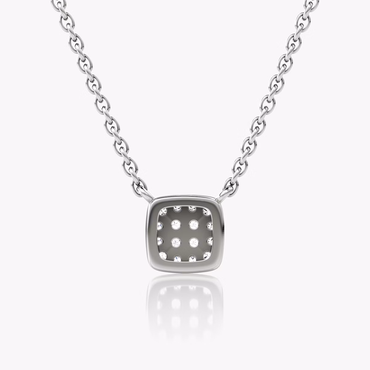 Pavé Necklace | 14k | White Gold | paveCluster: pave-cushion | chainLength: 16-18