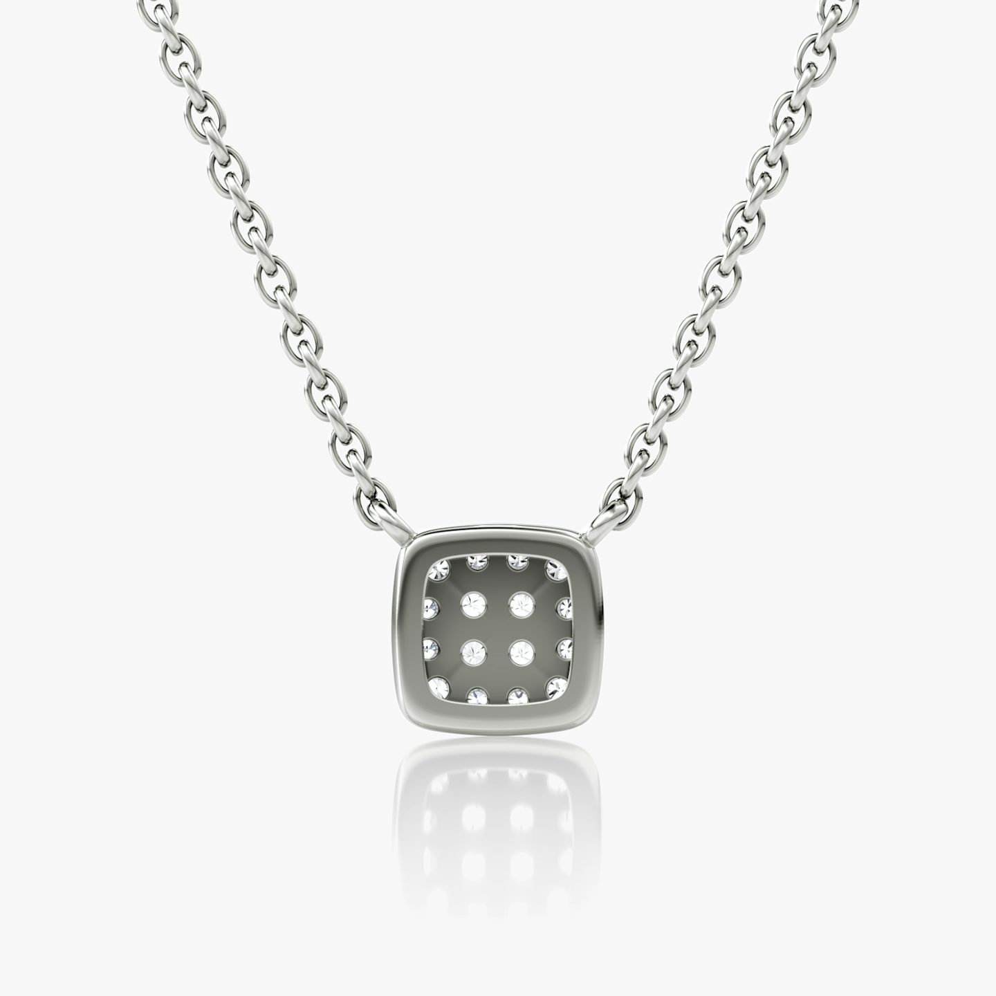 Pavé Necklace | 14k | White Gold | paveCluster: pave-cushion | chainLength: 16-18