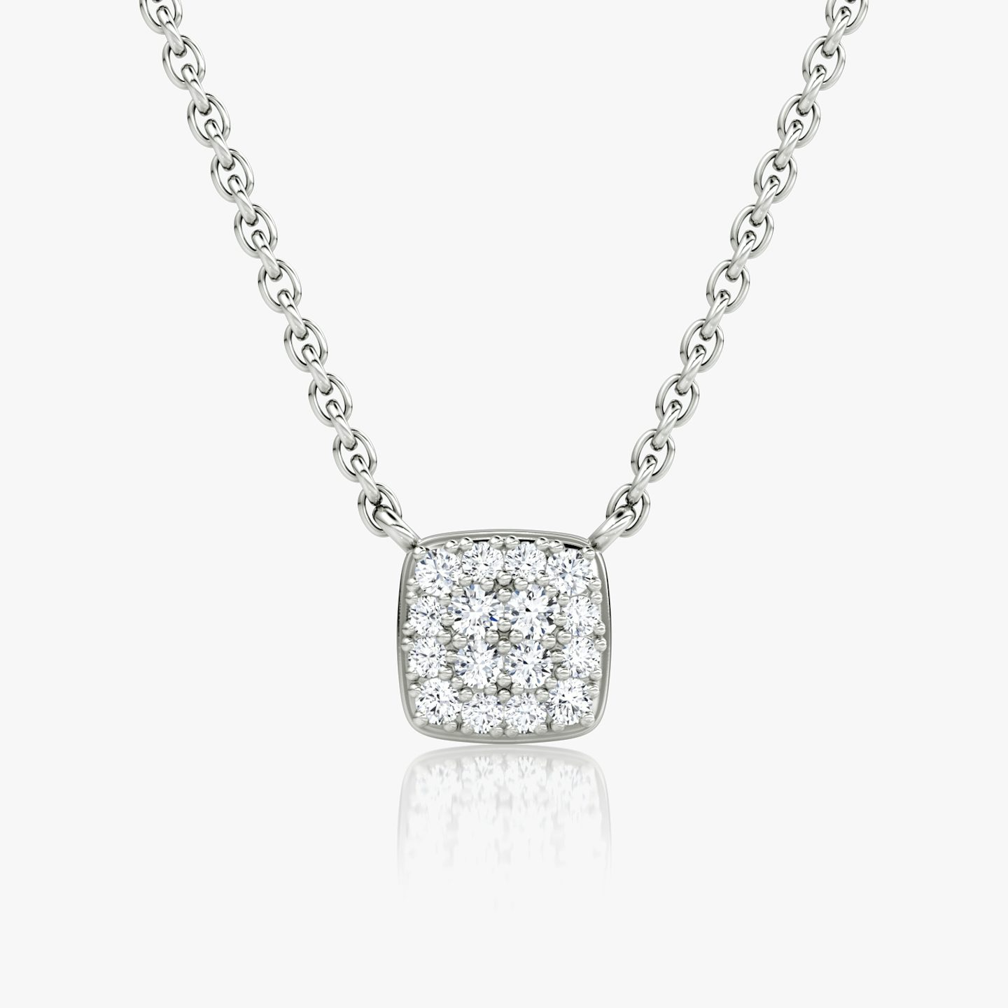 Pavé Necklace | 14k | White Gold | paveCluster: pave-cushion | chainLength: 16-18