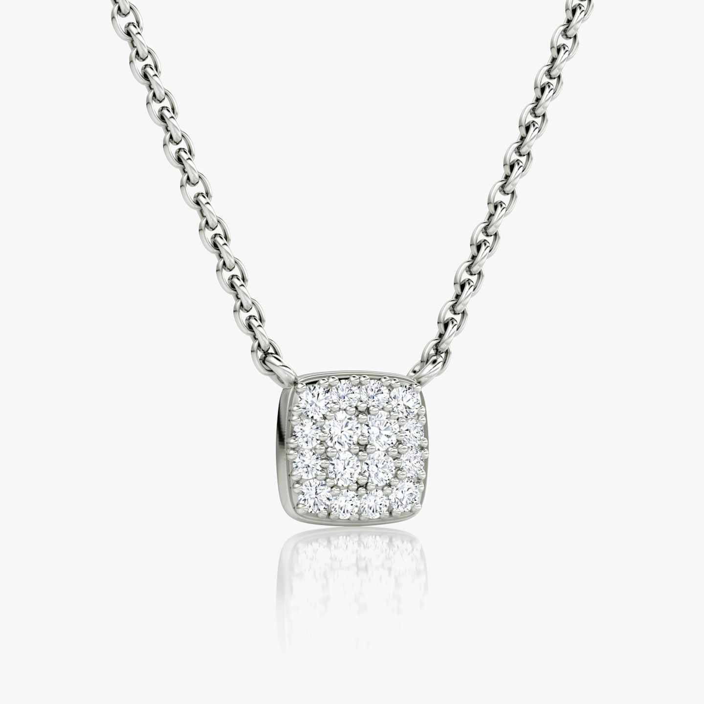 Pavé Necklace | 14k | White Gold | paveCluster: pave-cushion | chainLength: 16-18