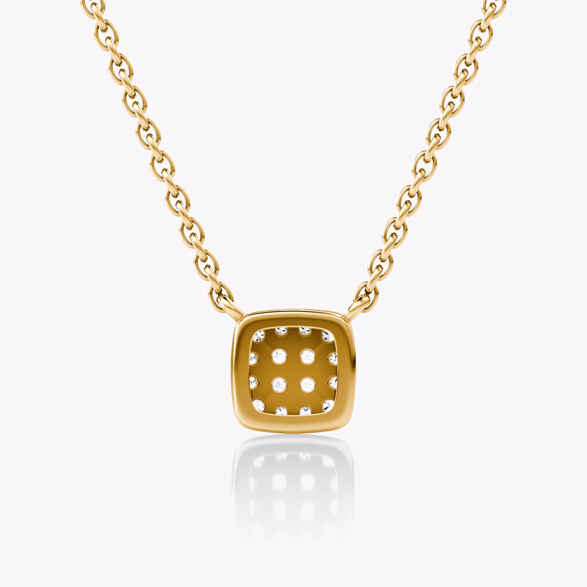 Pavé Necklace | 14k | Yellow Gold | paveCluster: pave-cushion | chainLength: 16-18