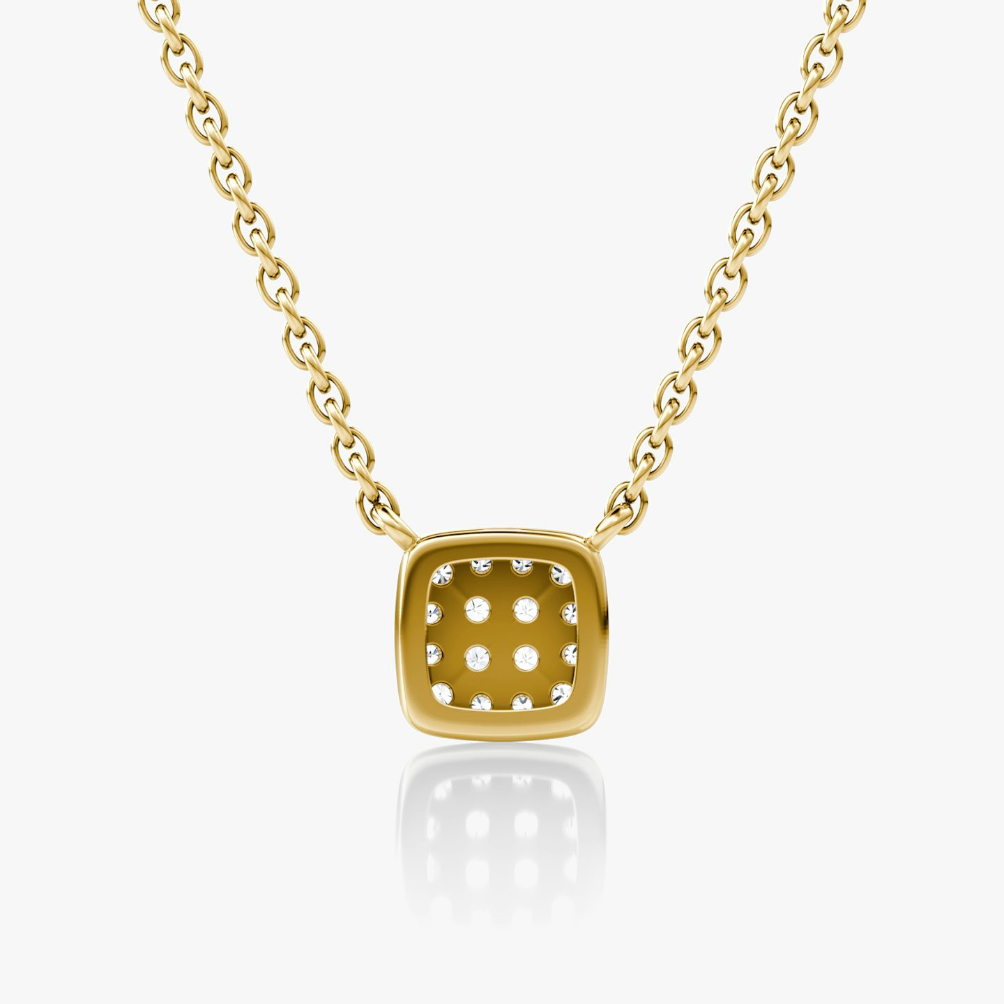 Pavé Necklace | 14k | Yellow Gold | paveCluster: pave-cushion | chainLength: 16-18