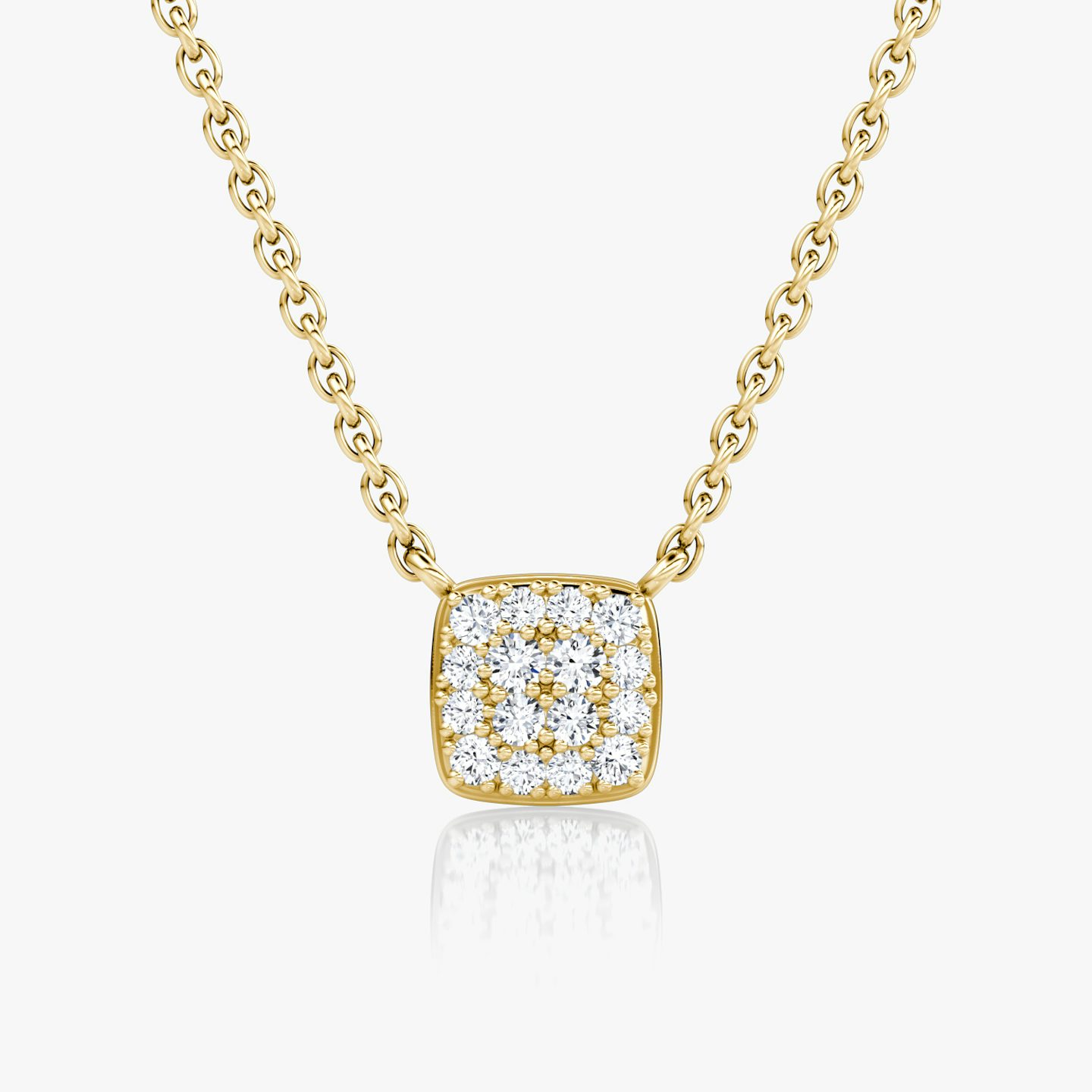 Pavé Necklace | 14k | Yellow Gold | paveCluster: pave-cushion | chainLength: 16-18