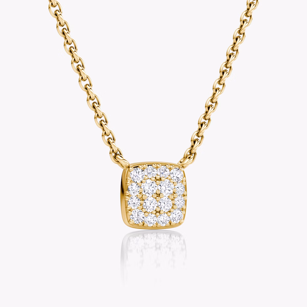 Pavé Necklace | 14k | Yellow Gold | paveCluster: pave-cushion | chainLength: 16-18
