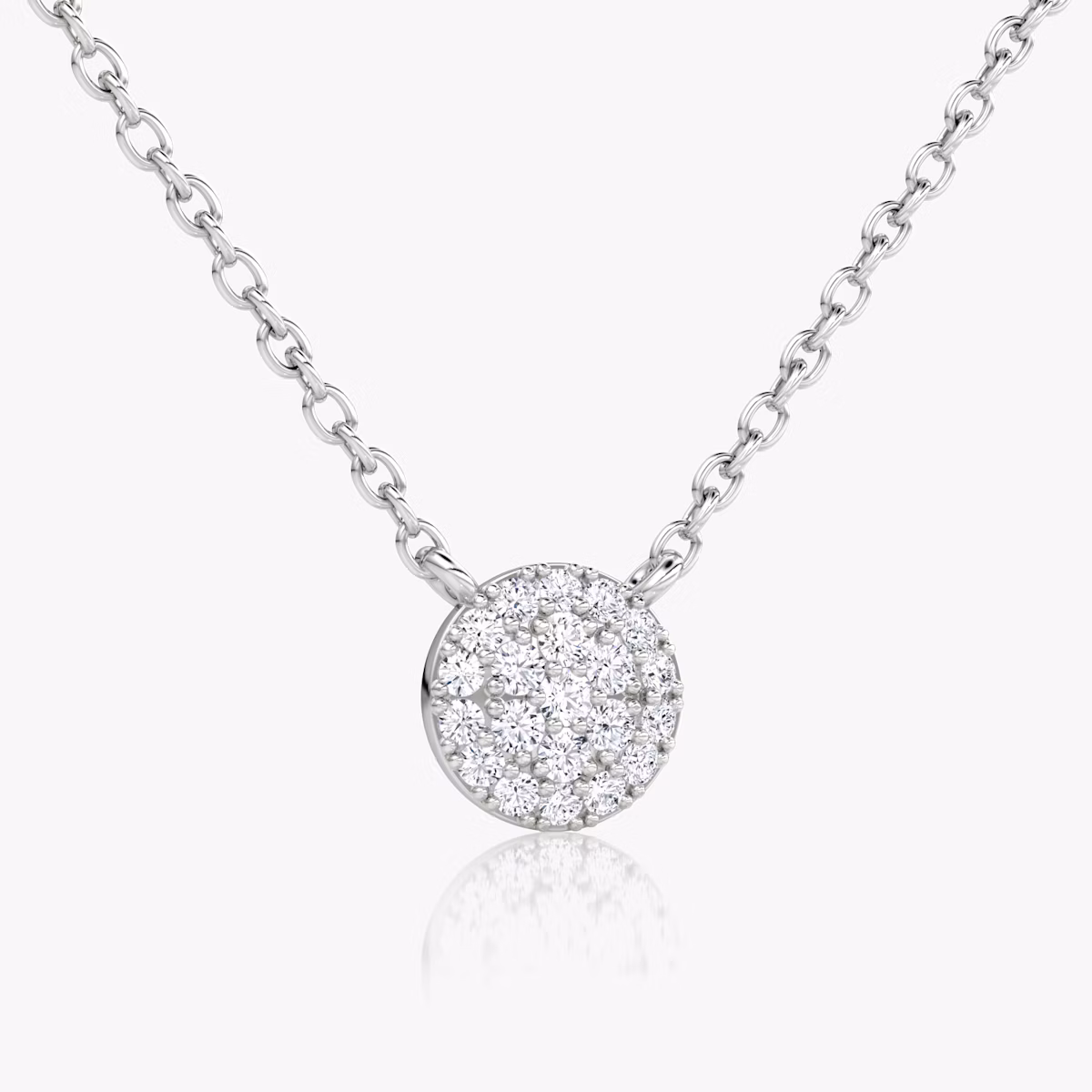 Pavé Necklace | 14k | White Gold | paveCluster: pave-round | chainLength: 16-18