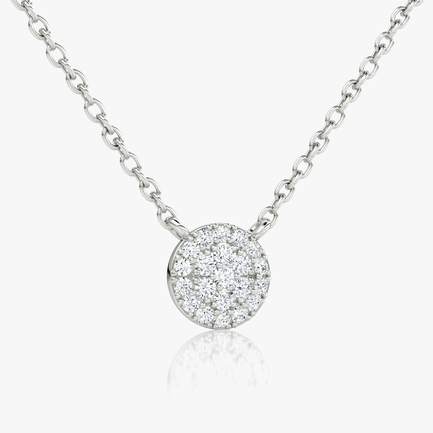 Pavé Necklace | 14k | White Gold | paveCluster: pave-round | chainLength: 16-18