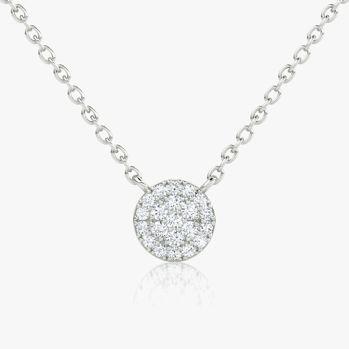 Pavé Necklace | 14k | White Gold | paveCluster: pave-round | chainLength: 16-18