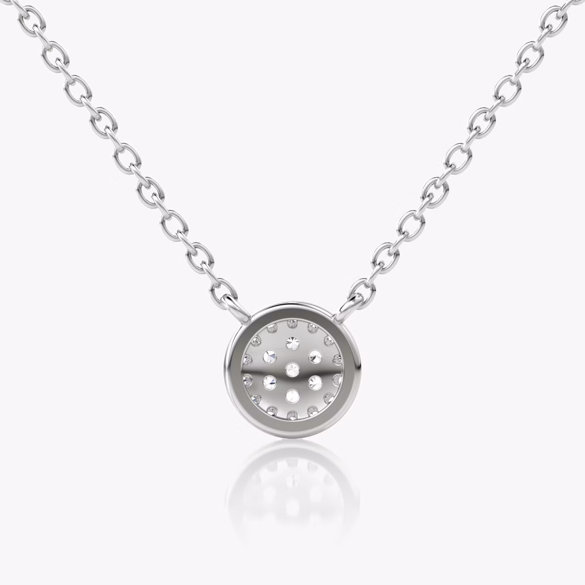 Pavé Necklace | 14k | White Gold | paveCluster: pave-round | chainLength: 16-18