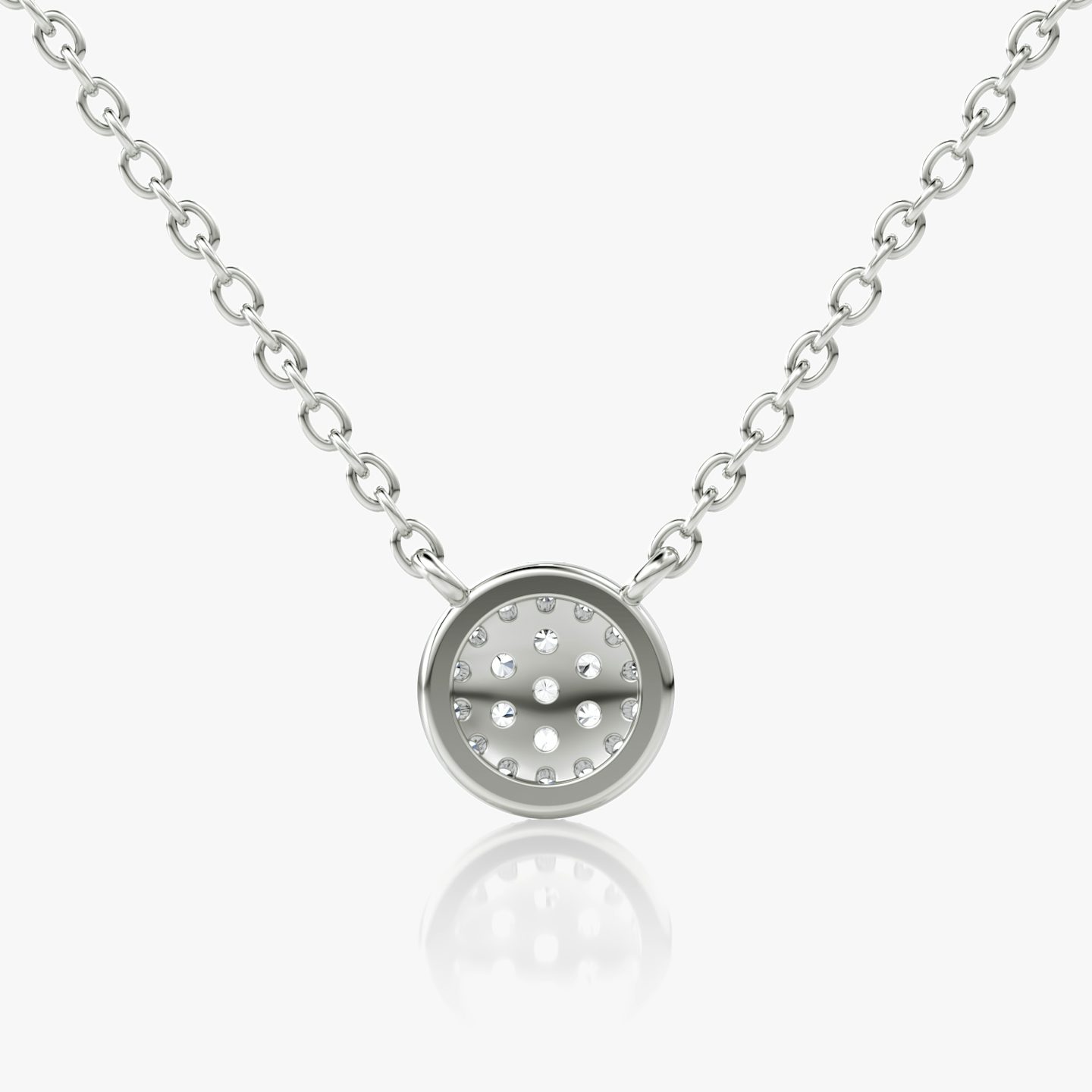 Pavé Necklace | 14k | White Gold | paveCluster: pave-round | chainLength: 16-18