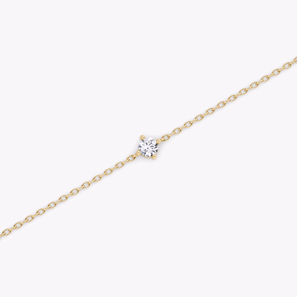 Petite Solitaire Bracelet | Round Brilliant | 14k | Yellow Gold | chainLength: 6.5-7