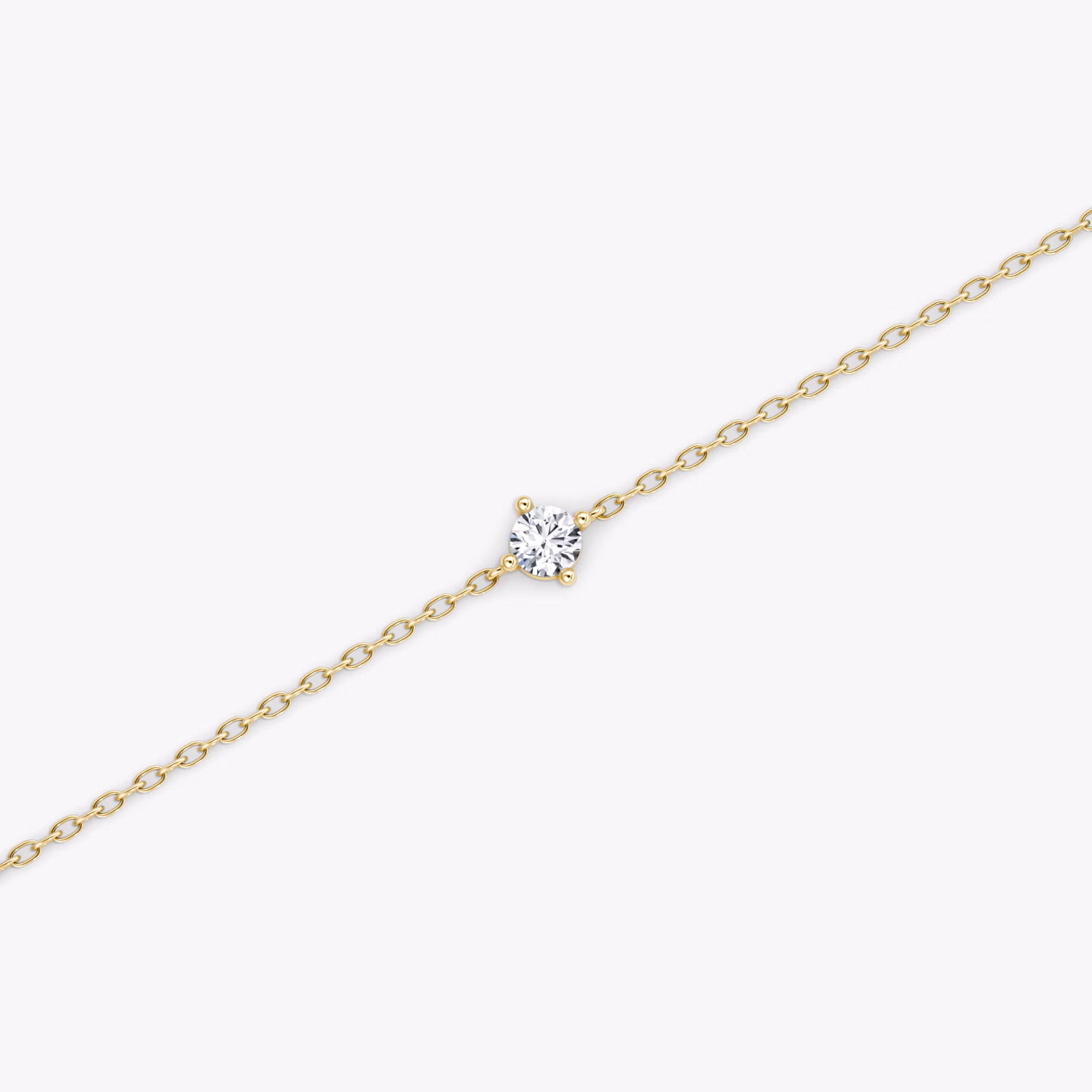 Petite Solitaire Bracelet | Round Brilliant | 14k | Yellow Gold | chainLength: 6.5-7