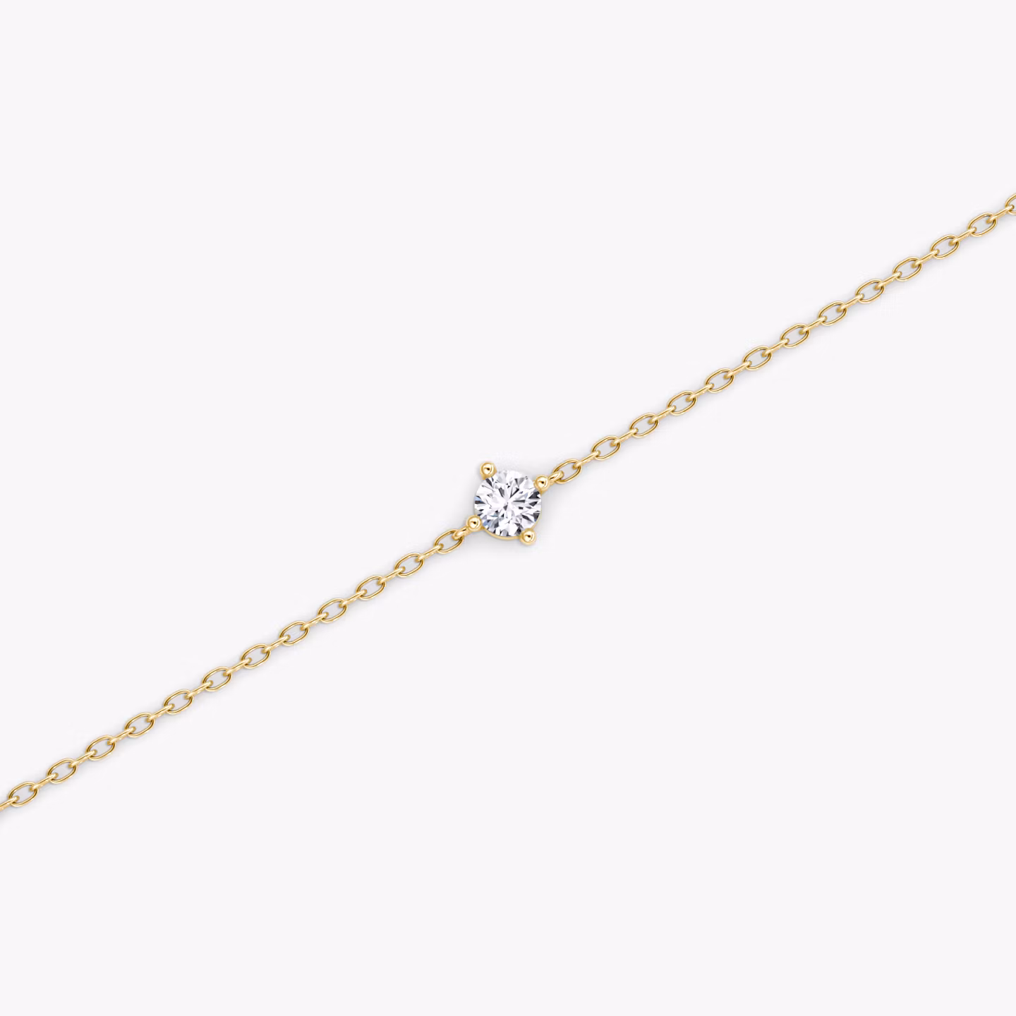 Petite Solitaire Bracelet | Round Brilliant | 14k | Yellow Gold | chainLength: 6.5-7