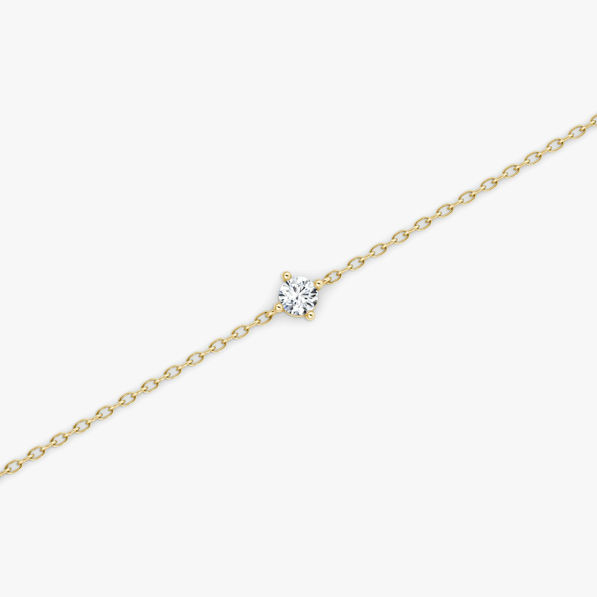Petite Solitaire Bracelet | Round Brilliant | 14k | Yellow Gold | chainLength: 6.5-7