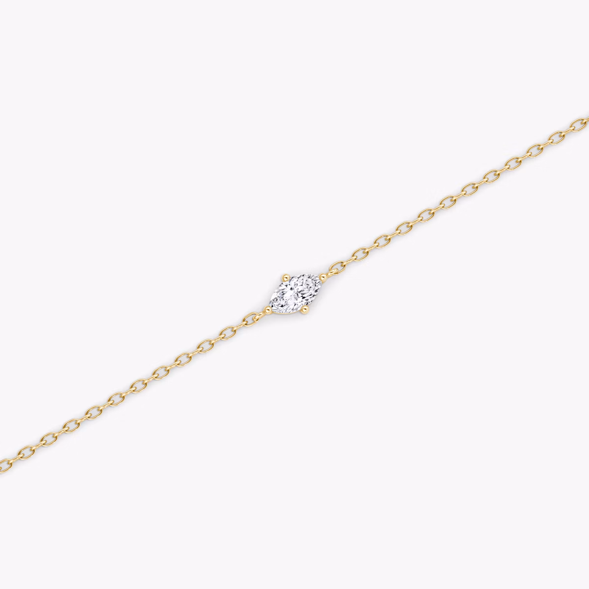Bracelet Petite Solitaire | Marquise | 14k | Or jaune | chainLength: 6.5-7