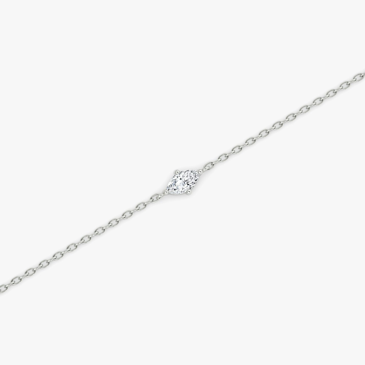Petite Solitaire Bracelet | Marquise | 14k | White Gold | chainLength: 6.5-7